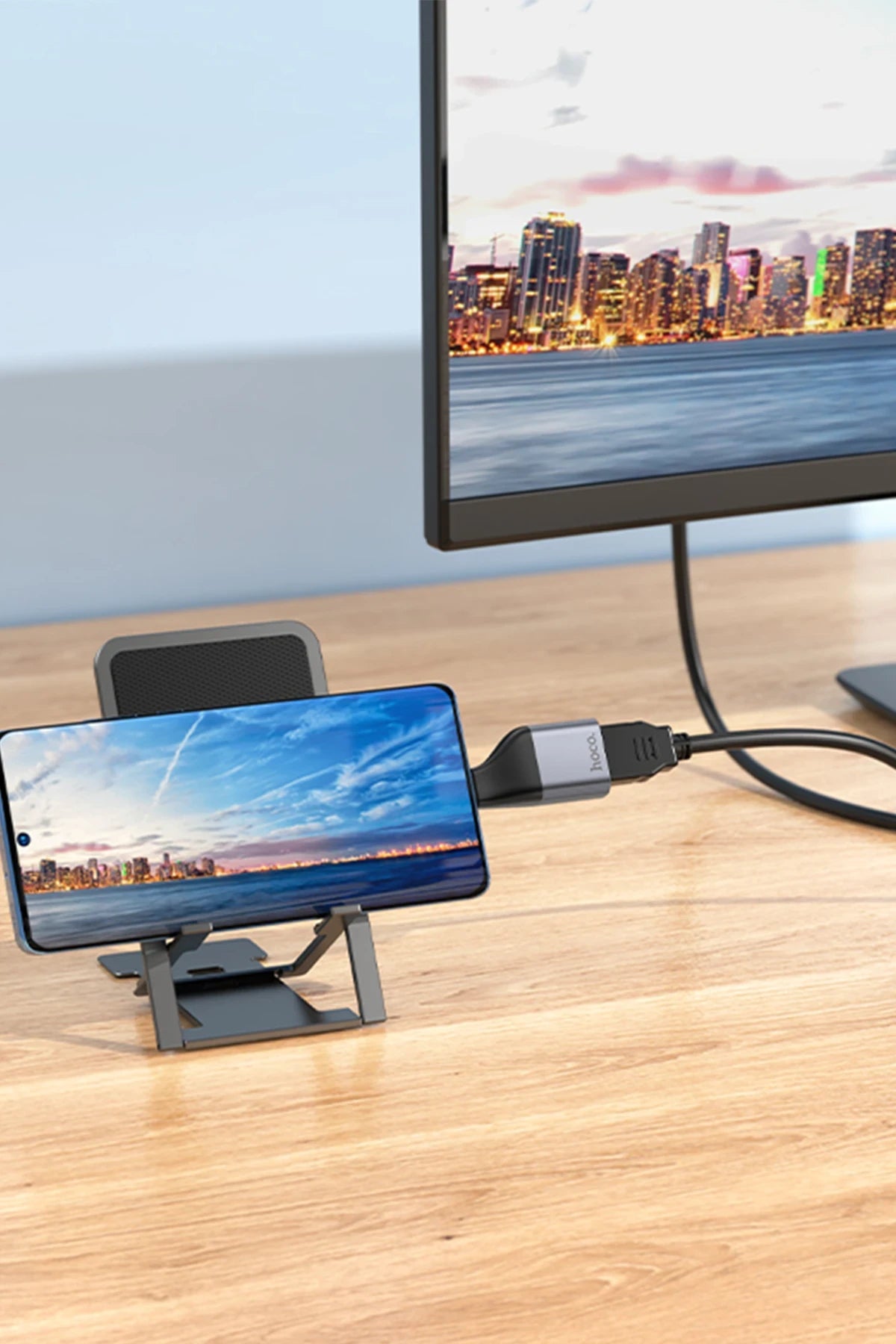 Hoco. UA33 Tak Çalıştır Type-C to HDMI 4K Dönüştürücü - Gri