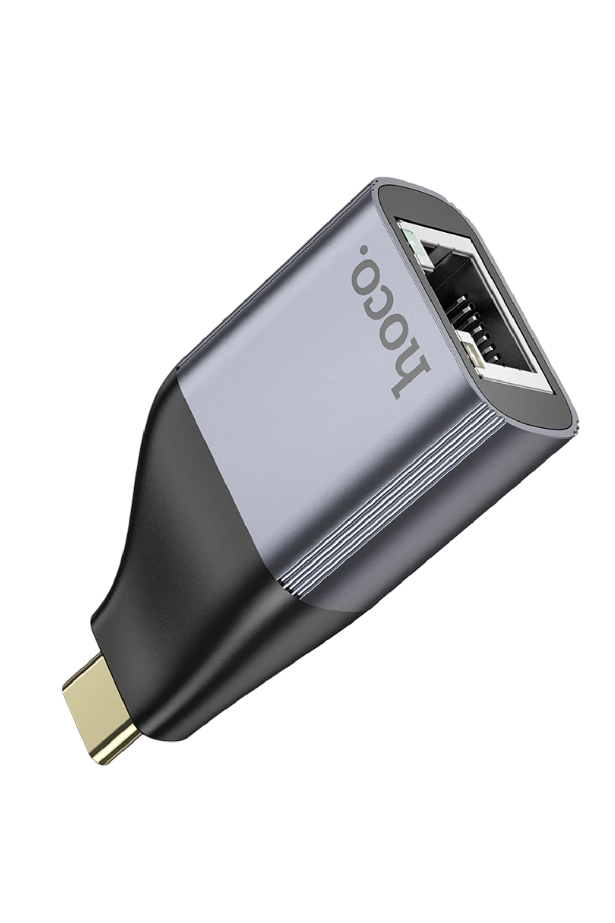 Hoco. UA35 Tak Çalıştır Type-C to RJ45 100Mbps Ethernet Dönüştürücü - Gri