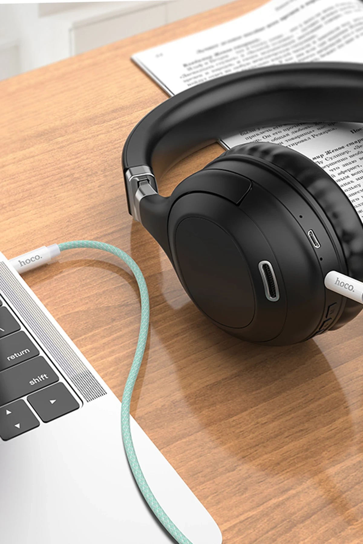 Hoco. UPA19 1M Hasırlı 3.5mm Aux Kablo - Gümüş