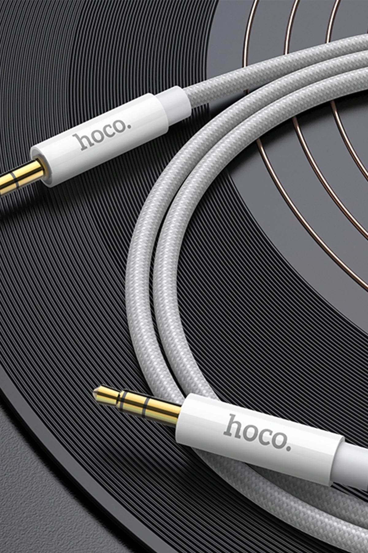 Hoco. UPA19 1M Hasırlı 3.5mm Aux Kablo - Gümüş