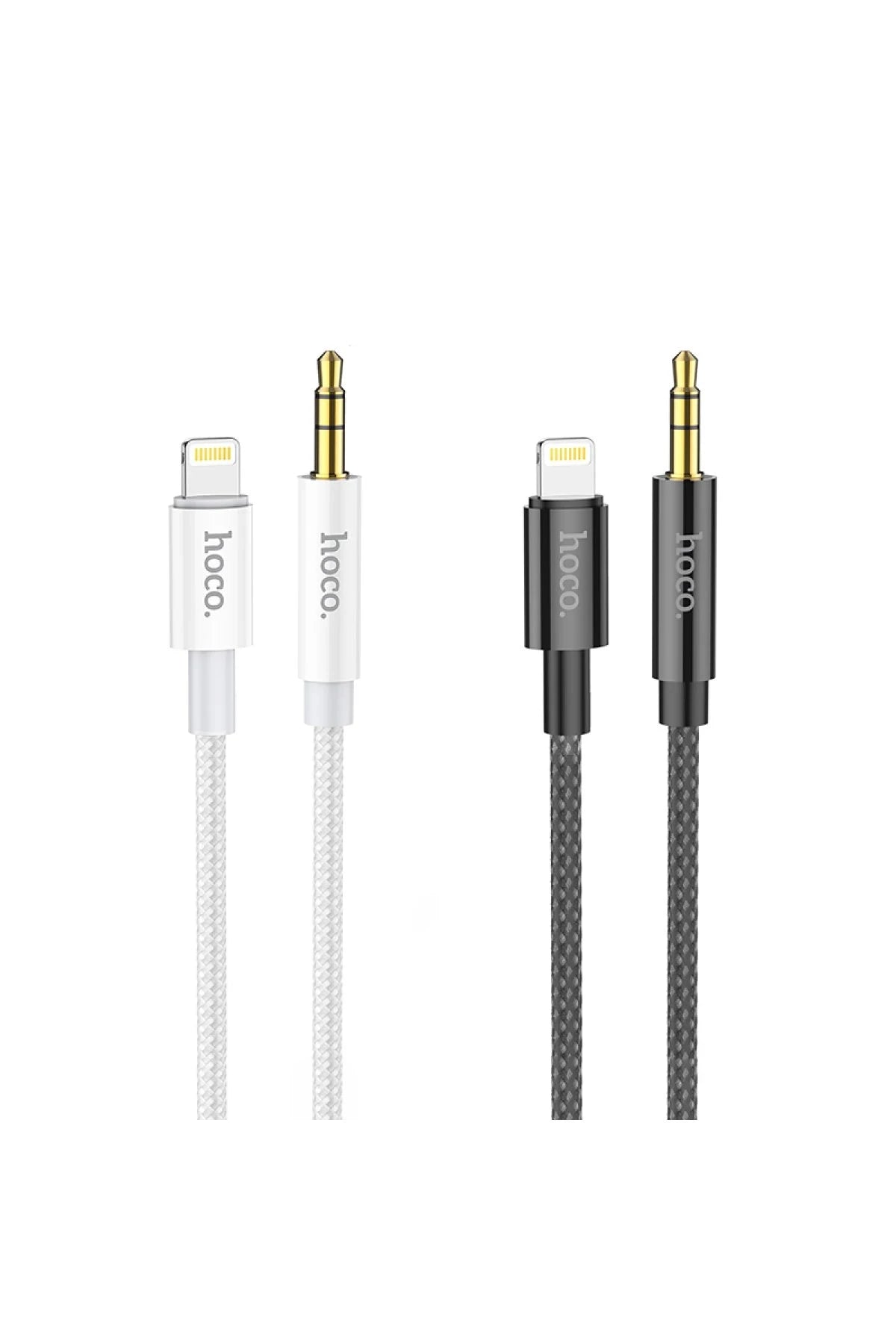 Hoco. UPA19 1M Hasırlı Lightning to Aux Kablo - Siyah