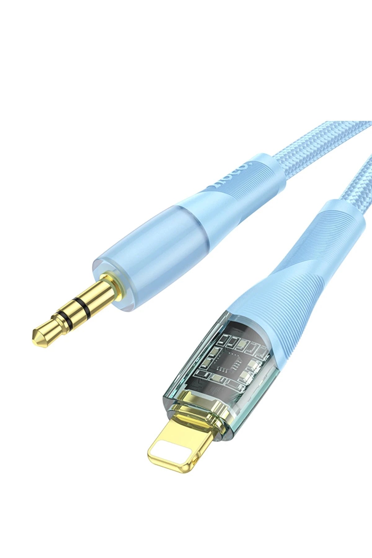 Hoco. UPA25 1M Tak Çalıştır Lightning to Aux Kablo - Mavi