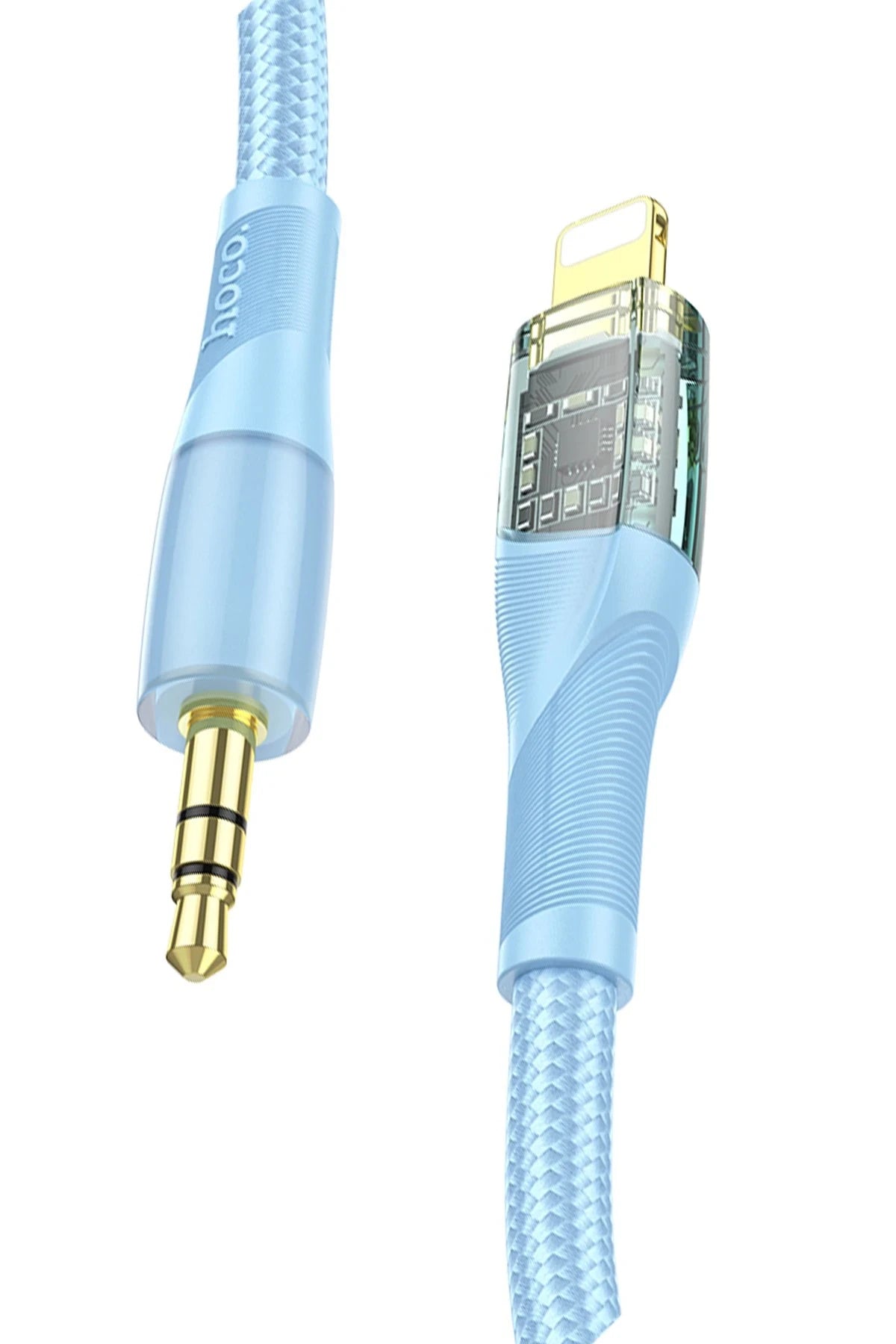 Hoco. UPA25 1M Tak Çalıştır Lightning to Aux Kablo - Mavi