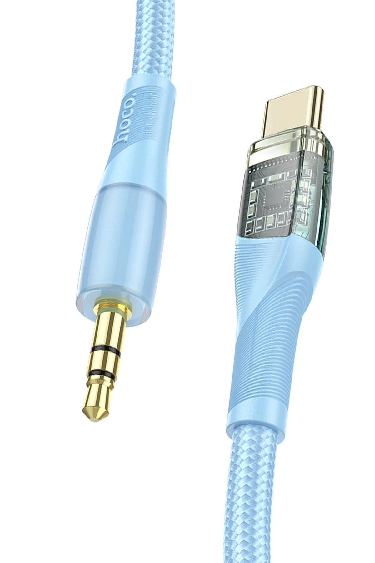 Hoco. UPA25 1M Tak Çalıştır Type-C to Aux Kablo - Mavi