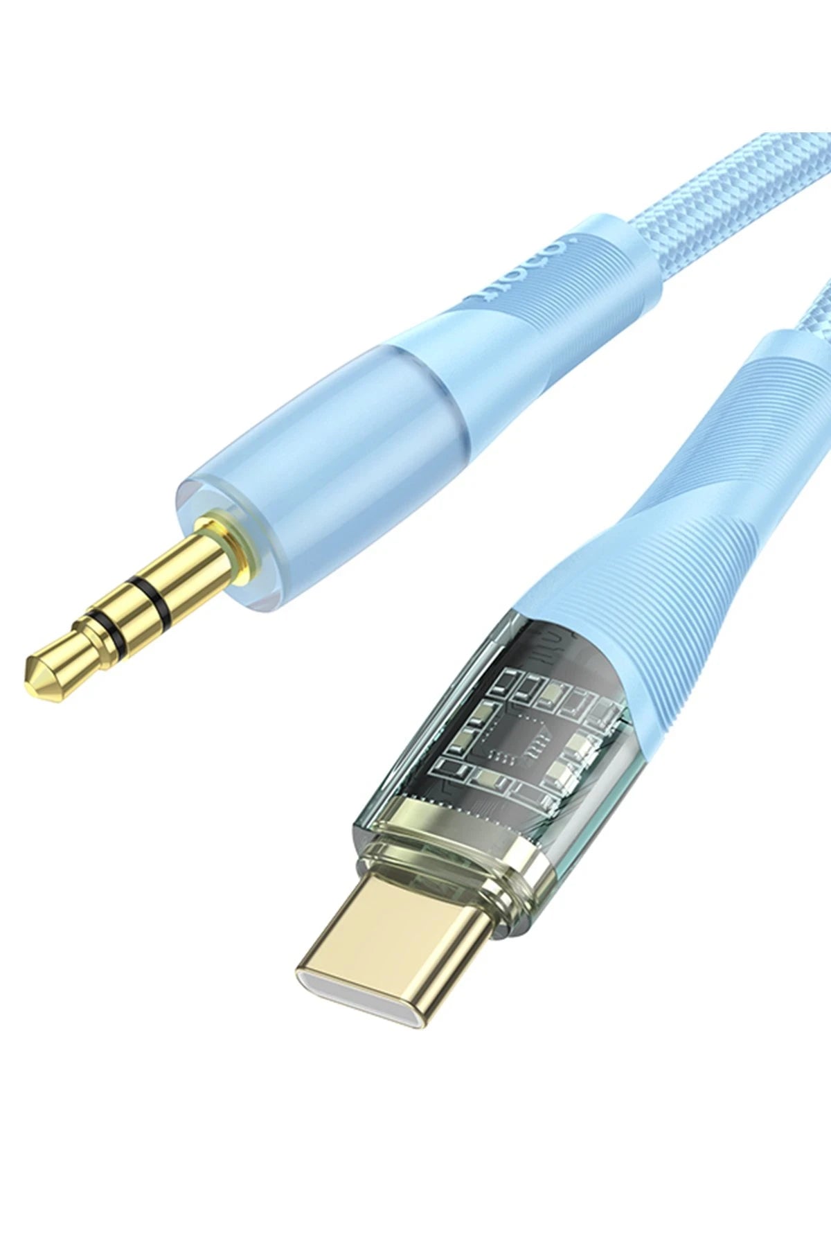 Hoco. UPA25 1M Tak Çalıştır Type-C to Aux Kablo - Mavi