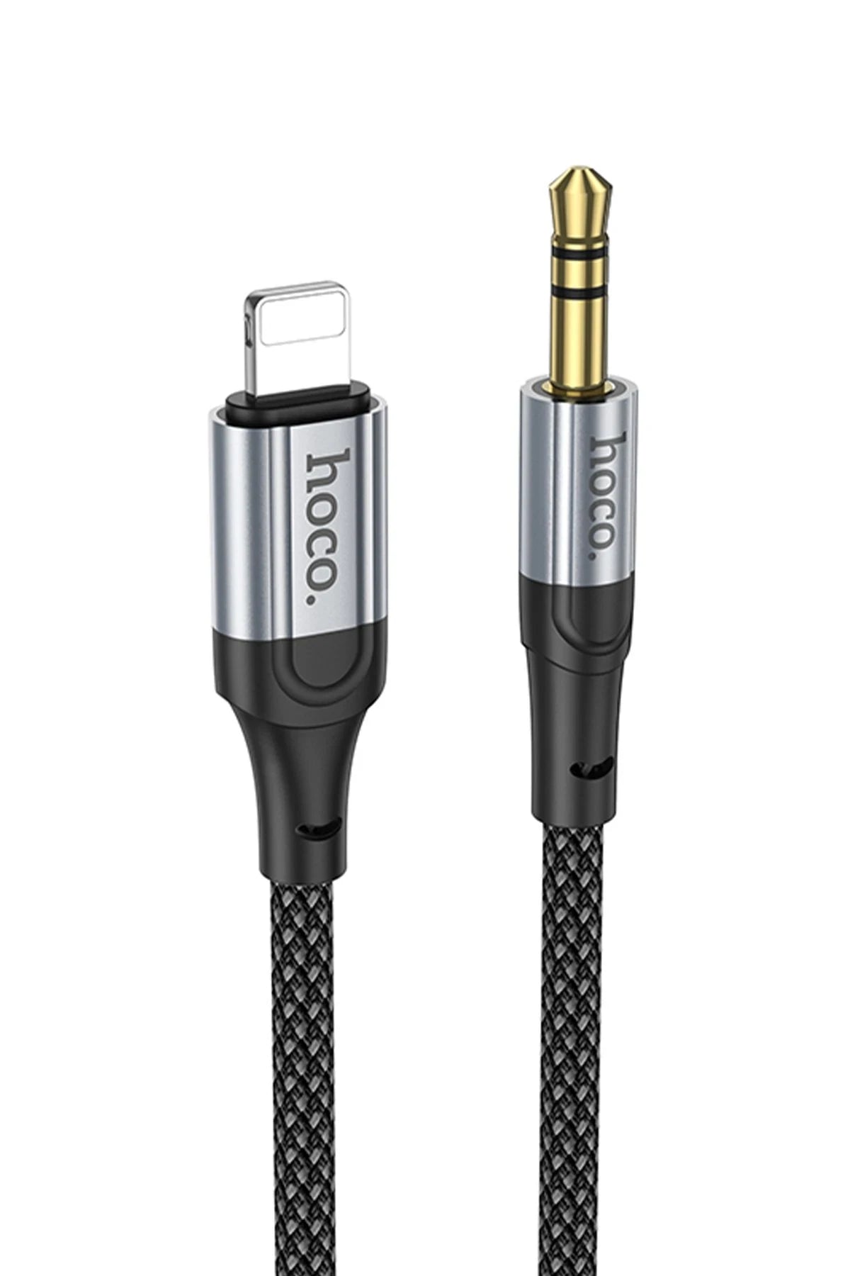 Hoco. UPA26 1M Hasırlı Lightning to Aux Kablo - Siyah