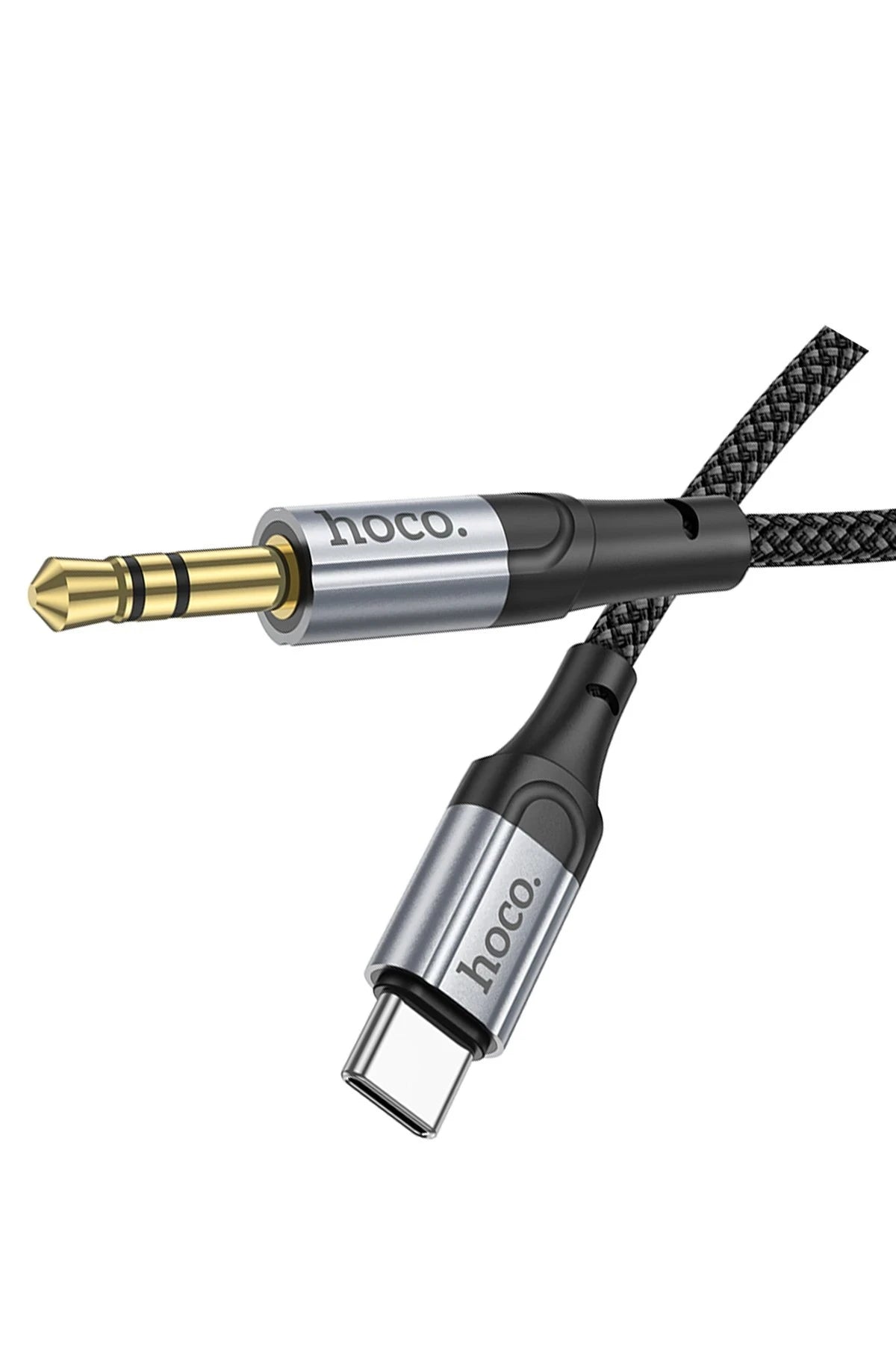 Hoco. UPA26 1M Hasırlı Type-C to Aux Kablo - Siyah
