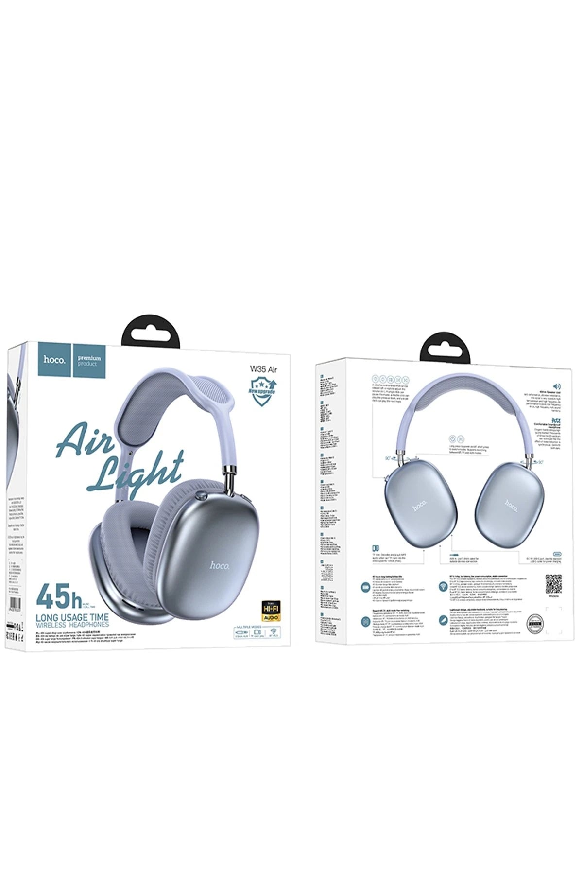 Hoco. W35 Air Triumph Aux Destekli Bluetooth Kablosuz Kulaklık - Mavi