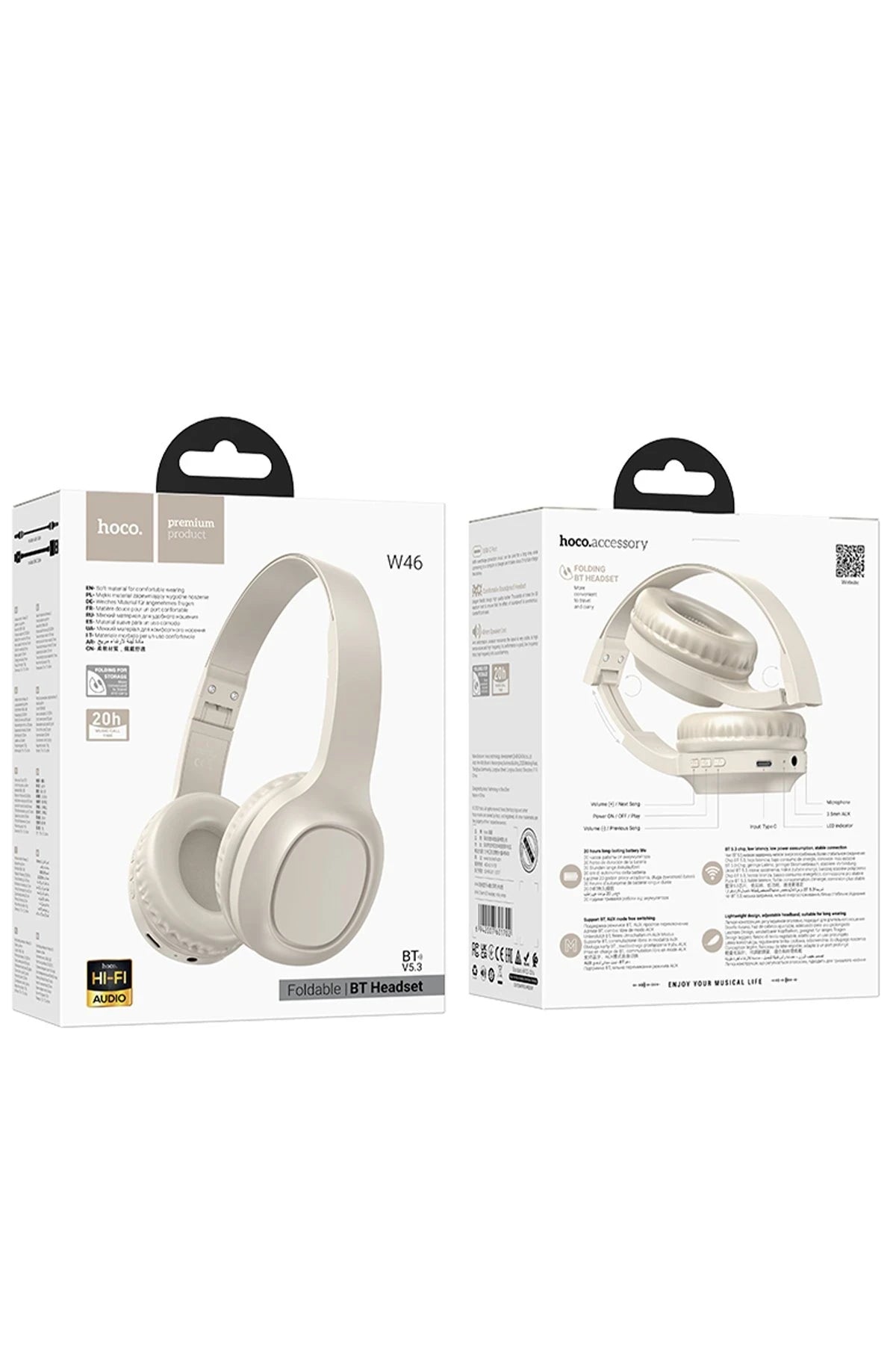 Hoco. W46 Charm Aux Destekli Bluetooth Kablosuz Kulaklık - Beyaz