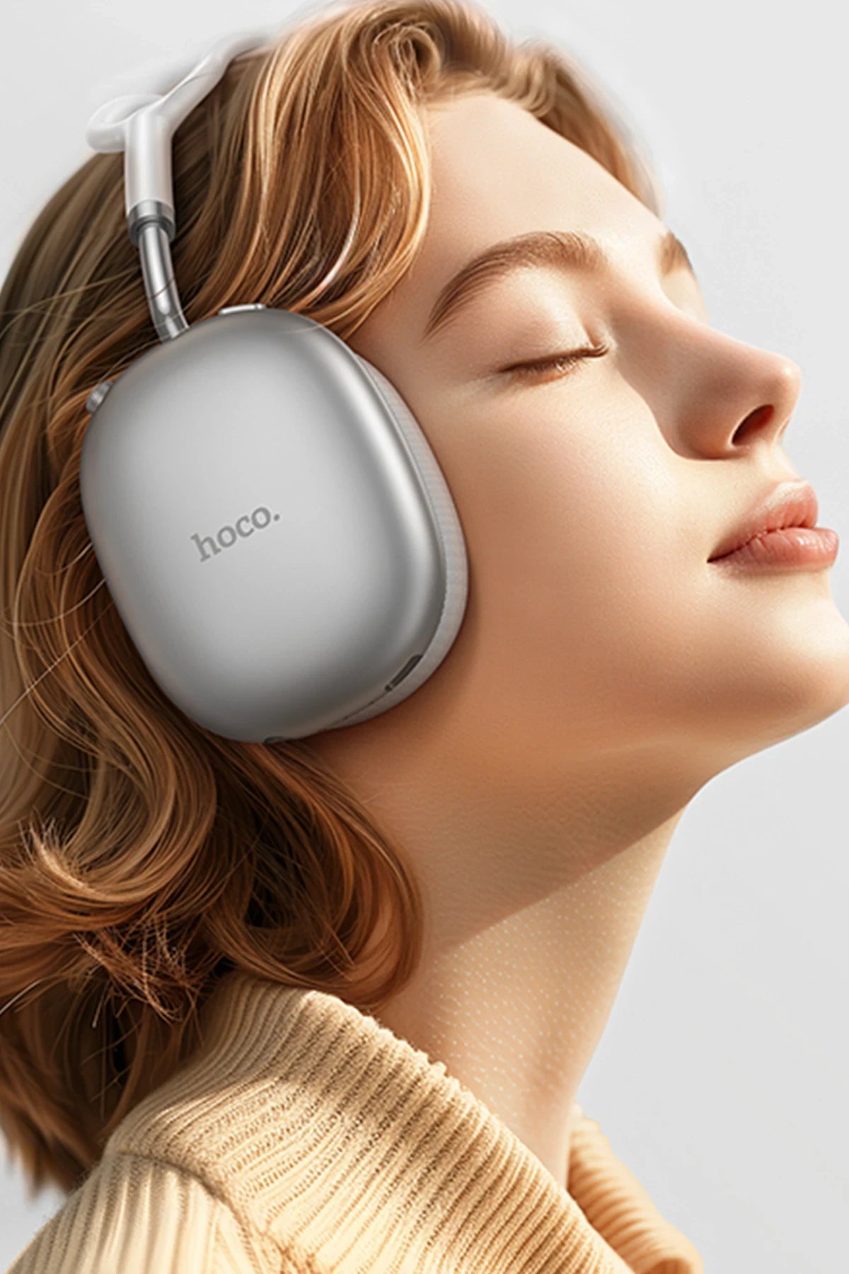 Hoco. W55 Plus Happiness Aktif Gürültü Önleyici Özellikli Bluetooth 5.4 Destekli Kablosuz Kulaklık - Gümüş