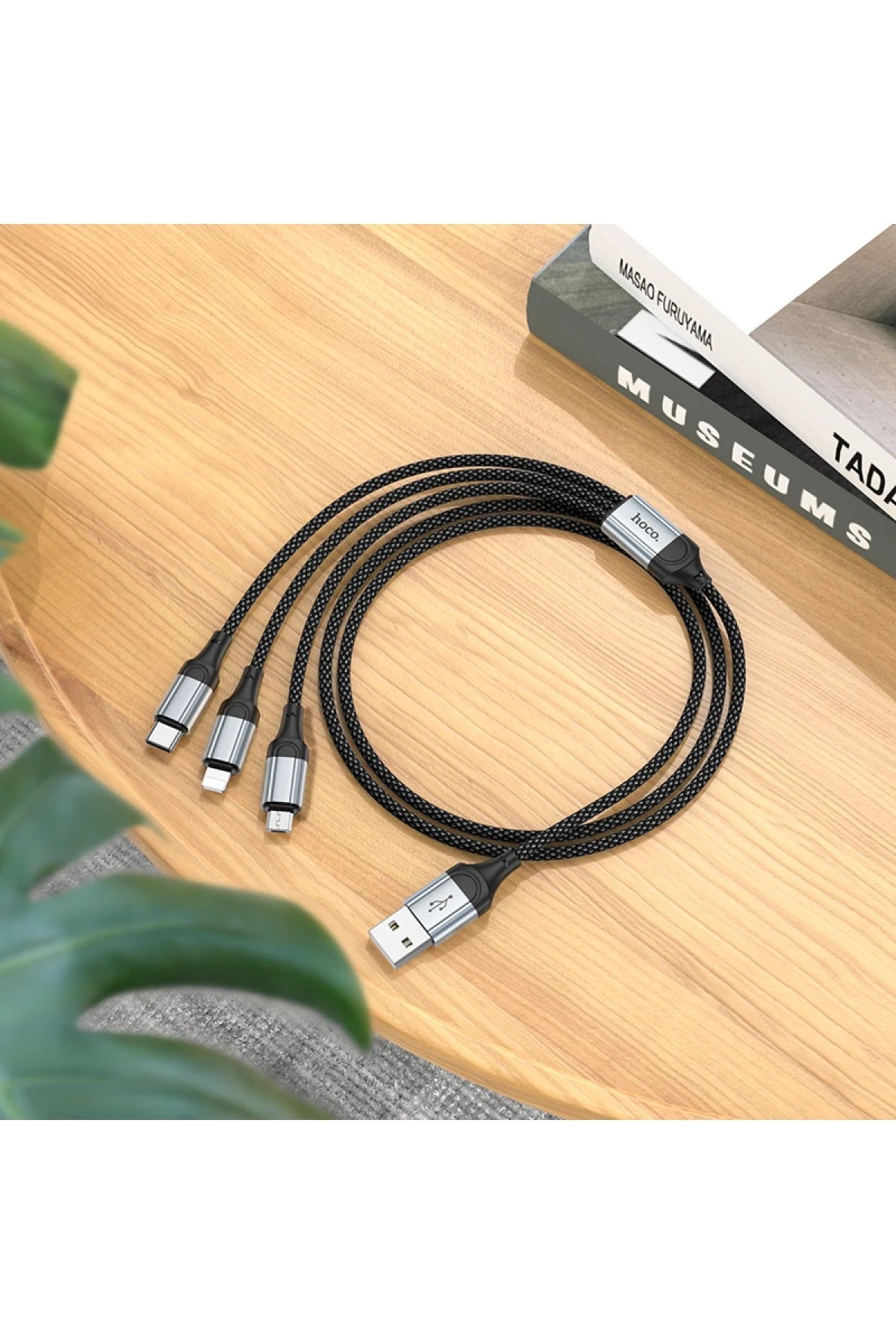 Hoco. X102 Fresh 1M 2.4A 3in1 USB to Type-C / Lightning ve Micro Çıkışlı Hızlı Şarj Data Kablosu - Siyah