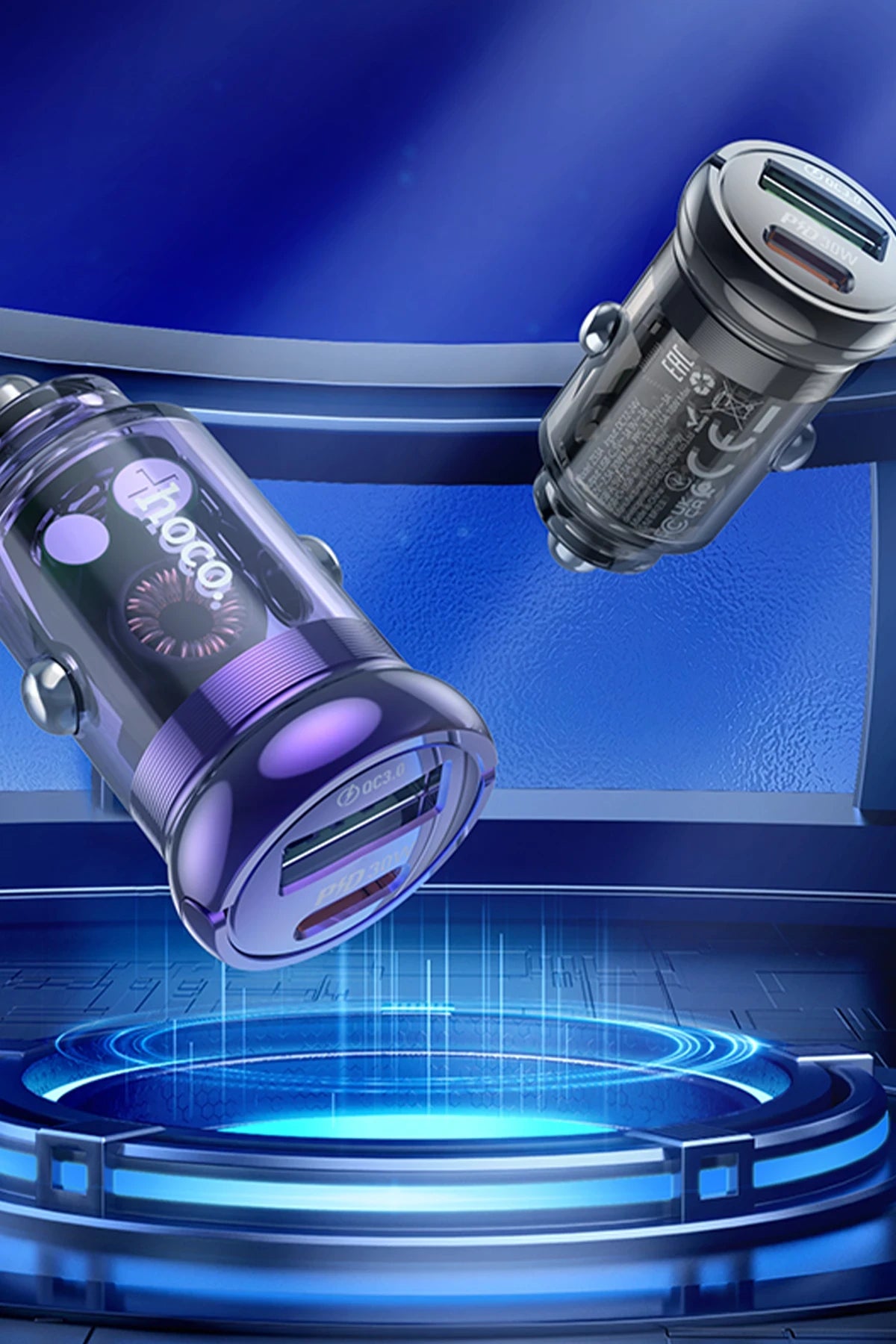 Hoco. Z53A PD 30W Type-C ve USB Çıkışlı Araç Şarjı - Siyah