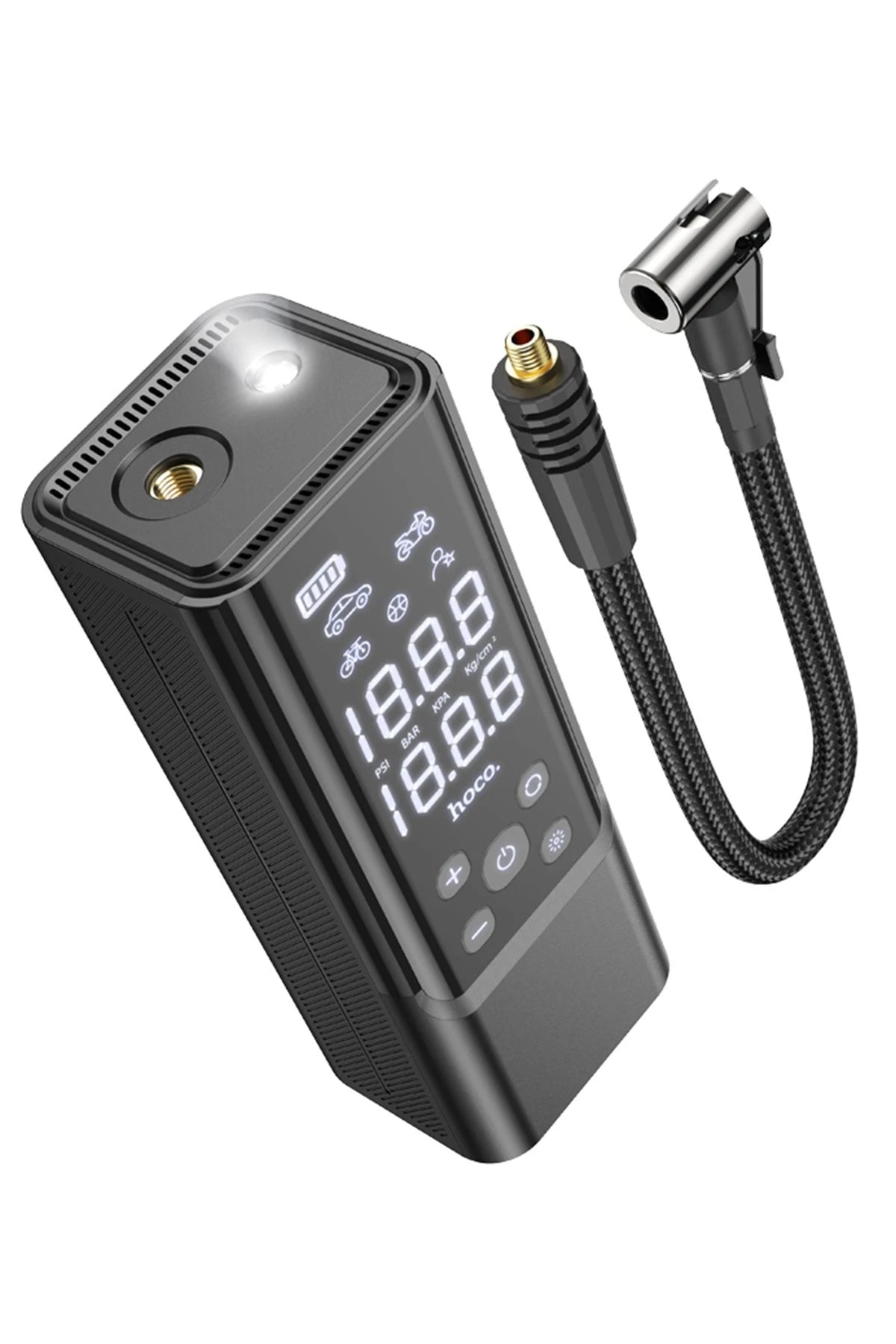 Hoco. ZP7 Çok Fonksiyonlu Dijital Göstergeli 5.000 mAh Bataryalı Akıllı Kablosuz Hava Kompresörü - Siyah