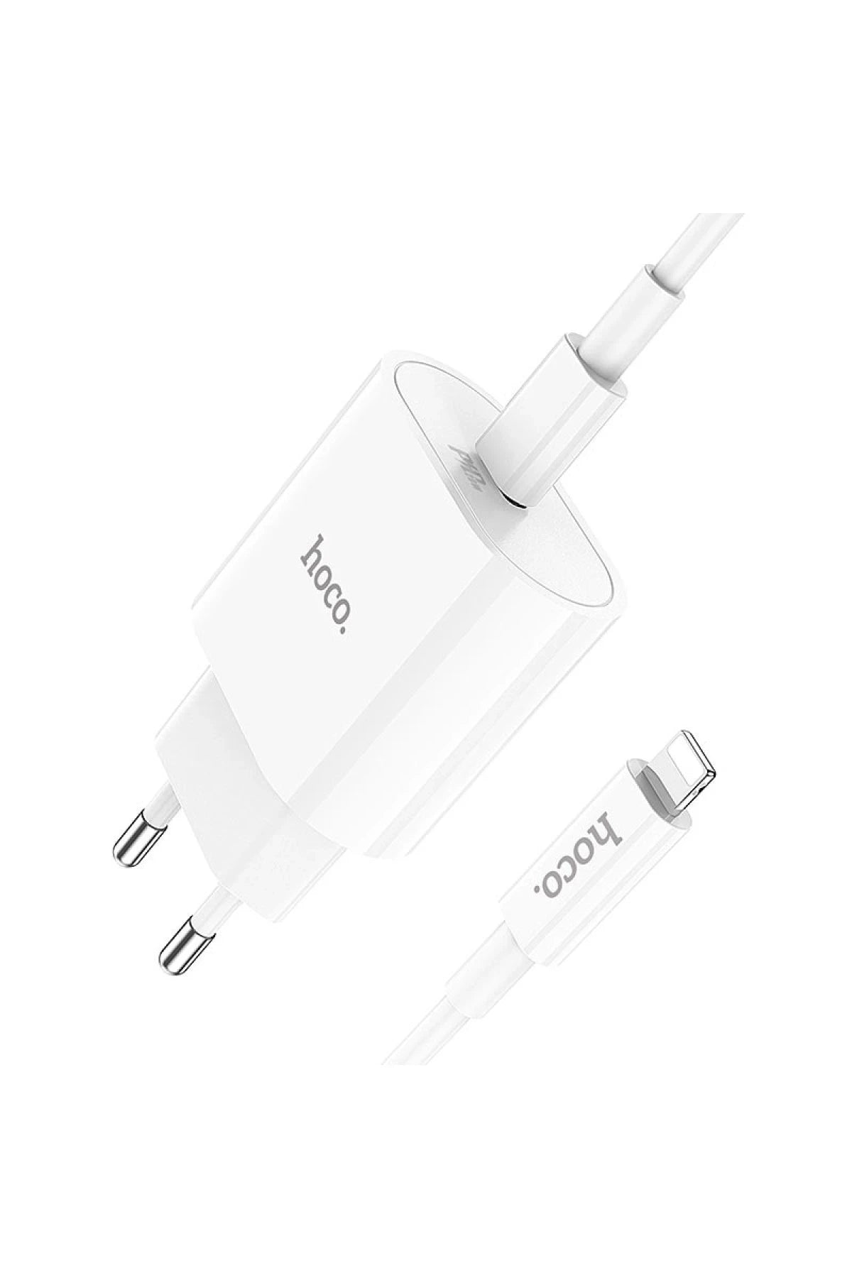 Hoco. C94A Metro 20W Type-C Çıkışlı Ekstra Type-C to Lightning Kablolu PD Hızlı Şarj Aleti - Beyaz