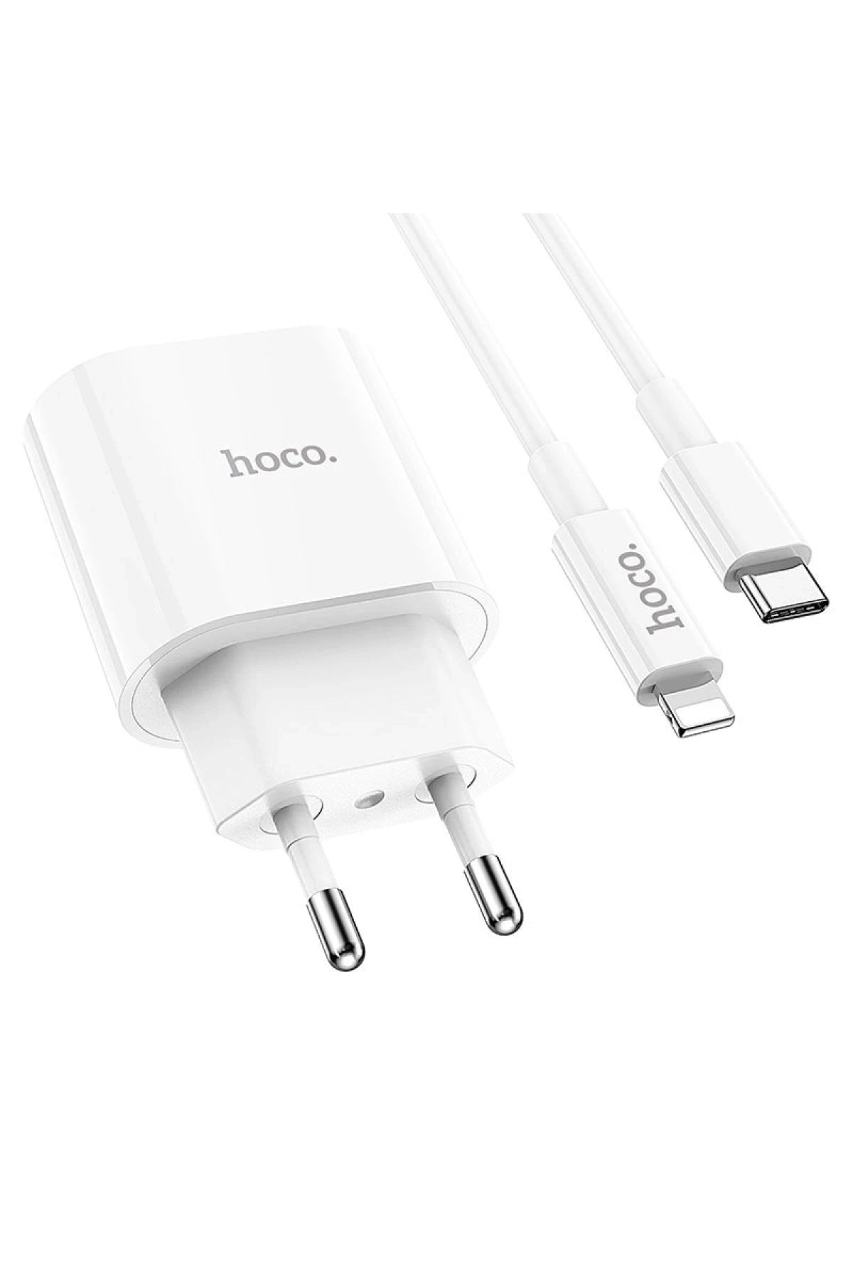 Hoco. C94A Metro 20W Type-C Çıkışlı Ekstra Type-C to Lightning Kablolu PD Hızlı Şarj Aleti - Beyaz