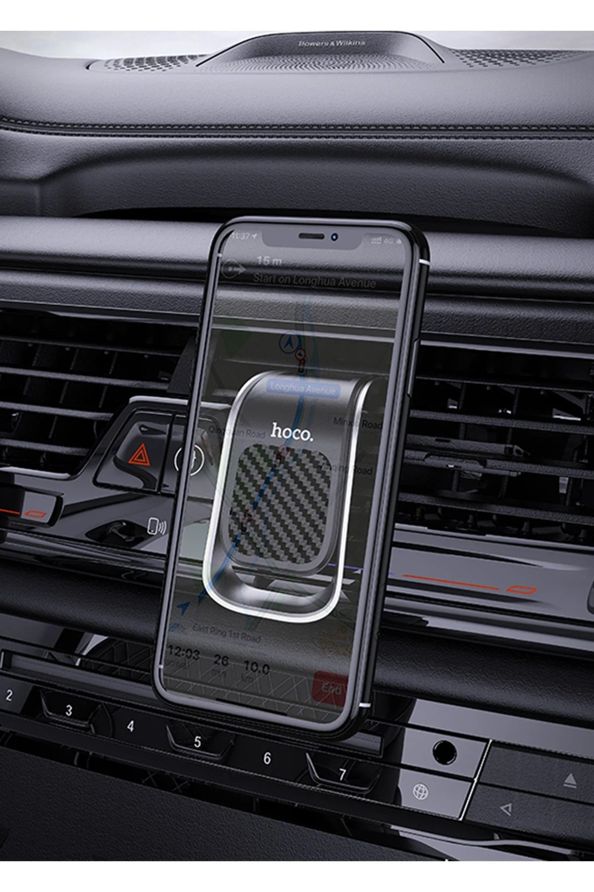 Hoco. CA74 Izgara Klipsli Manyetik Araç Tutucu - Siyah - Gri