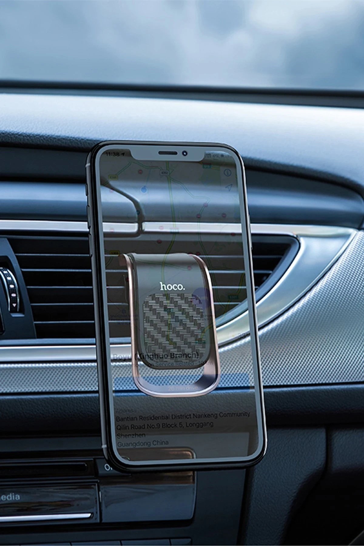 Hoco. CA74 Izgara Klipsli Manyetik Araç Tutucu - Siyah - Gümüş