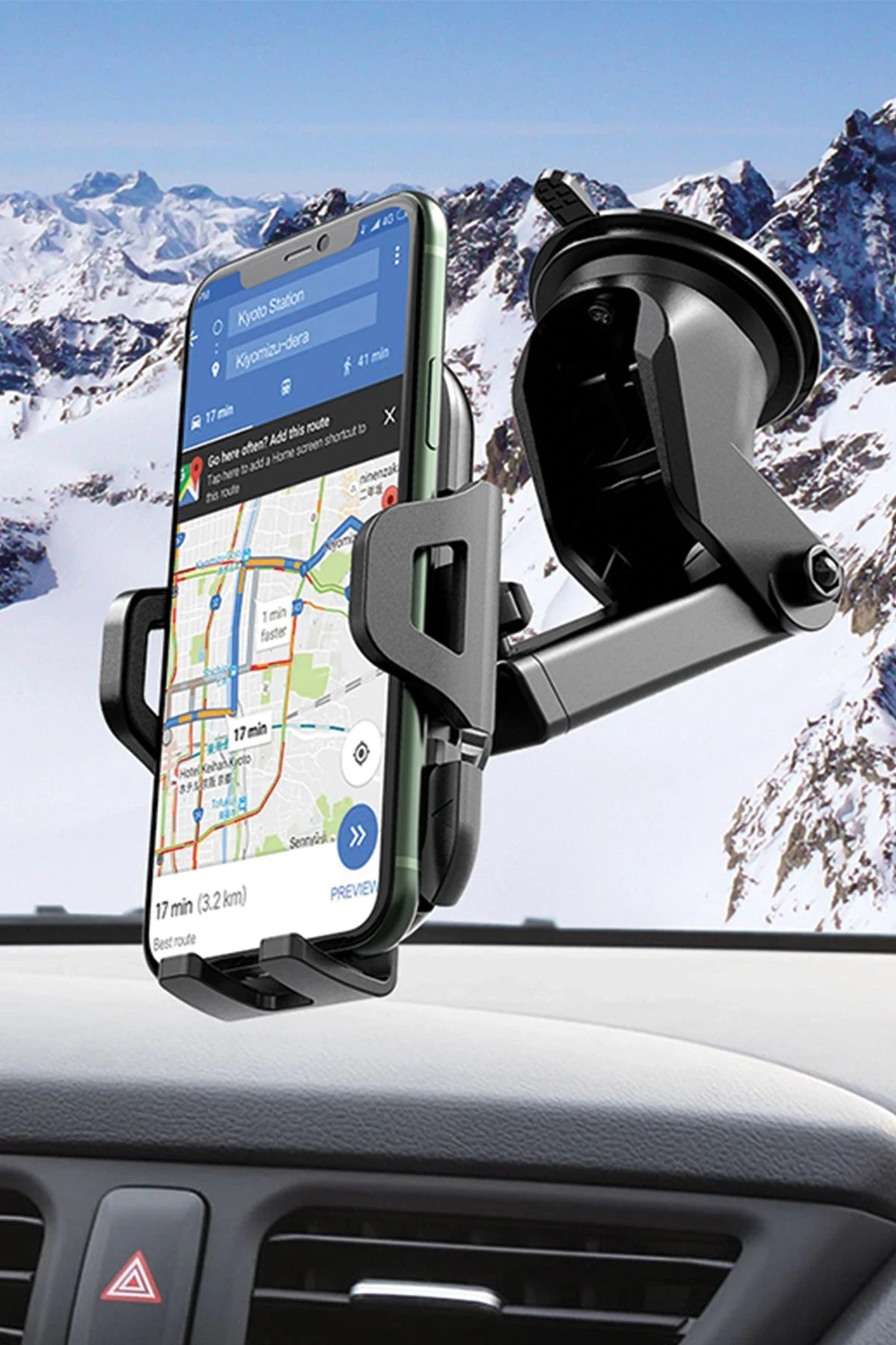 Hoco. CA76 Touareg Vantuzlu Ayarlanabilir Araç Tutucu - Siyah