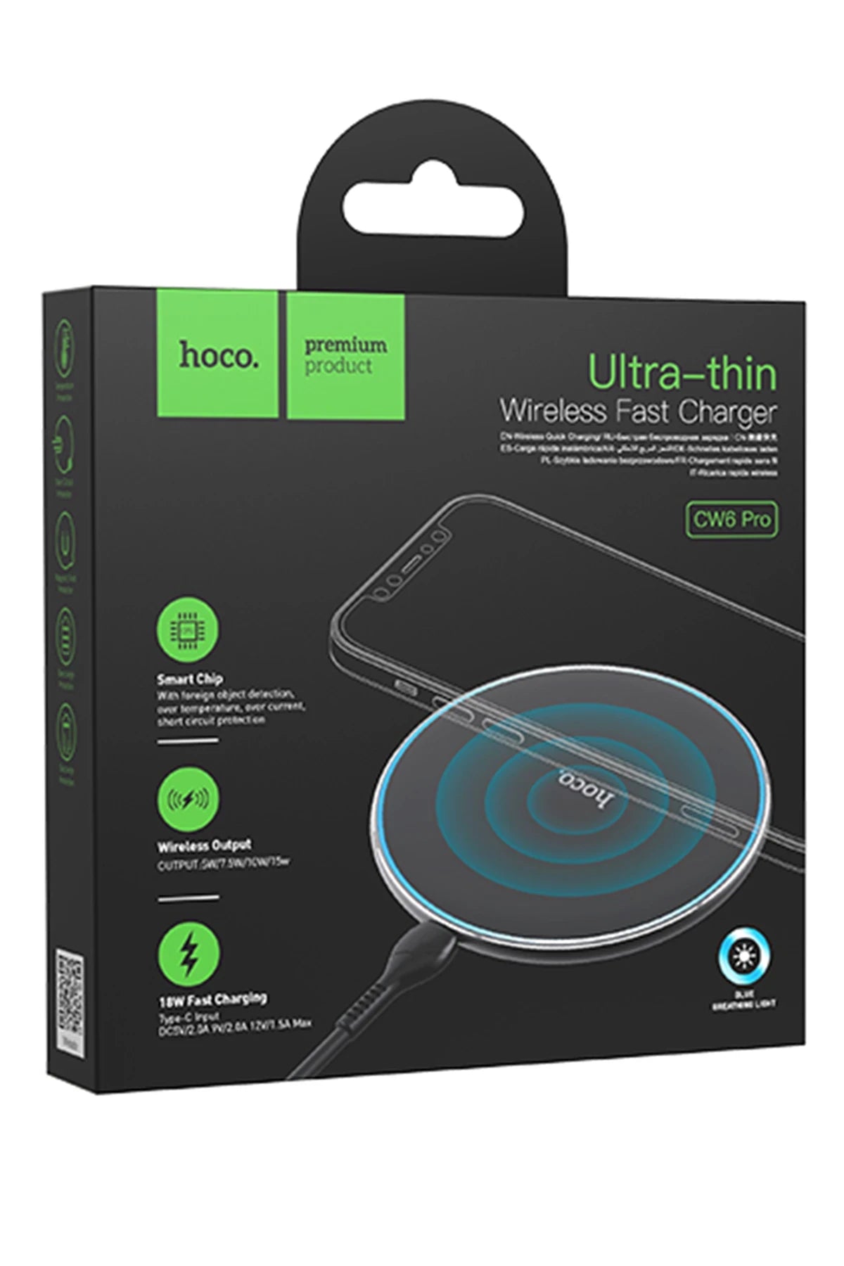 Hoco. CW6 Pro Easy 15W 1M Kablosuz Magsafe Şarj Cihazı - Siyah