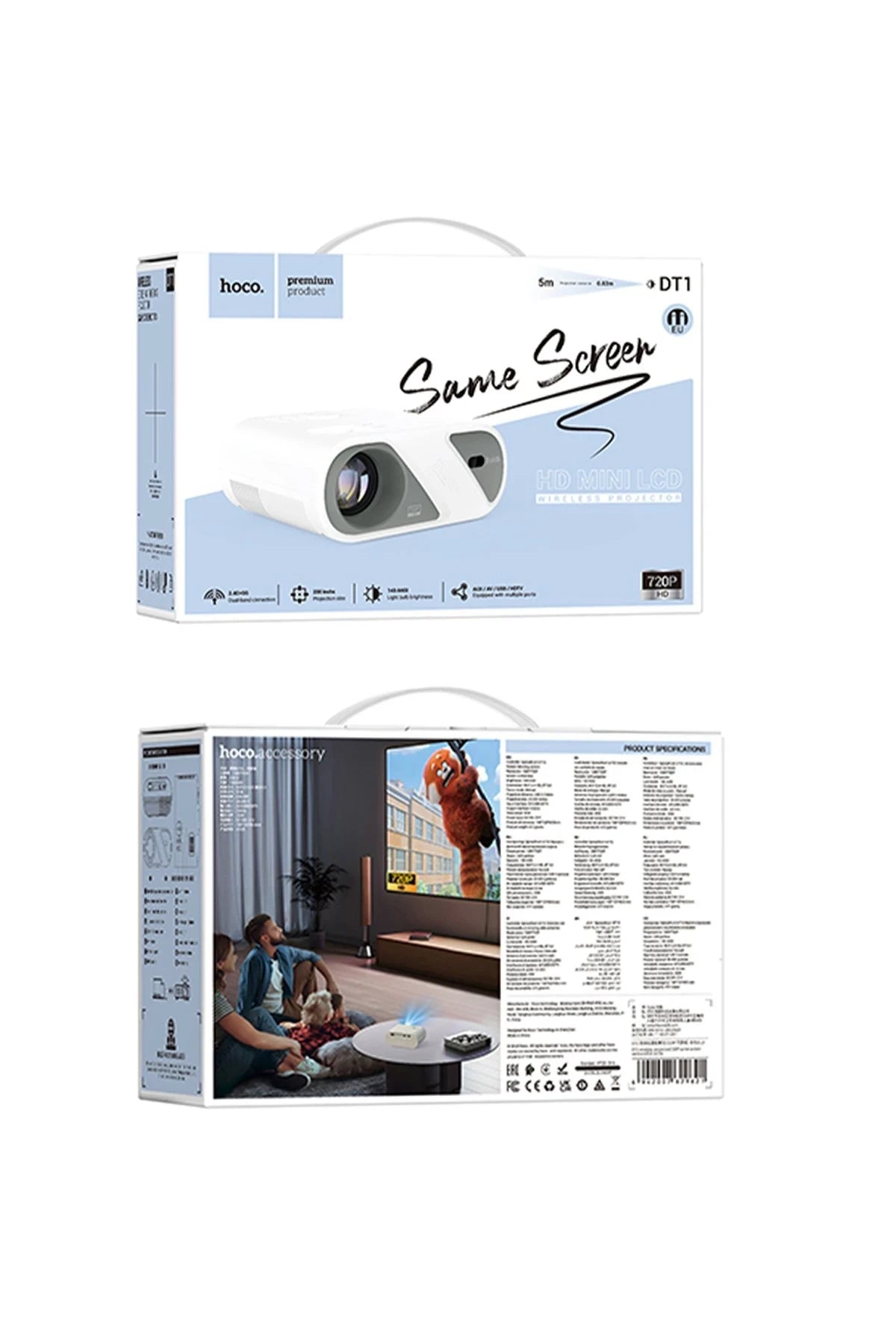 Hoco. DT1 BT 5.0 720P Kablosuz Projeksiyon Cihazı - Beyaz