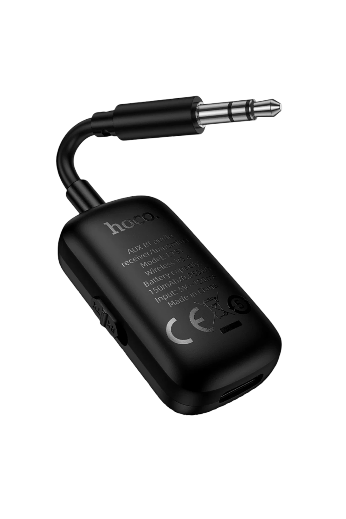 Hoco. E151 Graceful Bluetooth 5.4 AUX Alıcı Verici Özellikli Kablosuz Dönüştürücü - Siyah