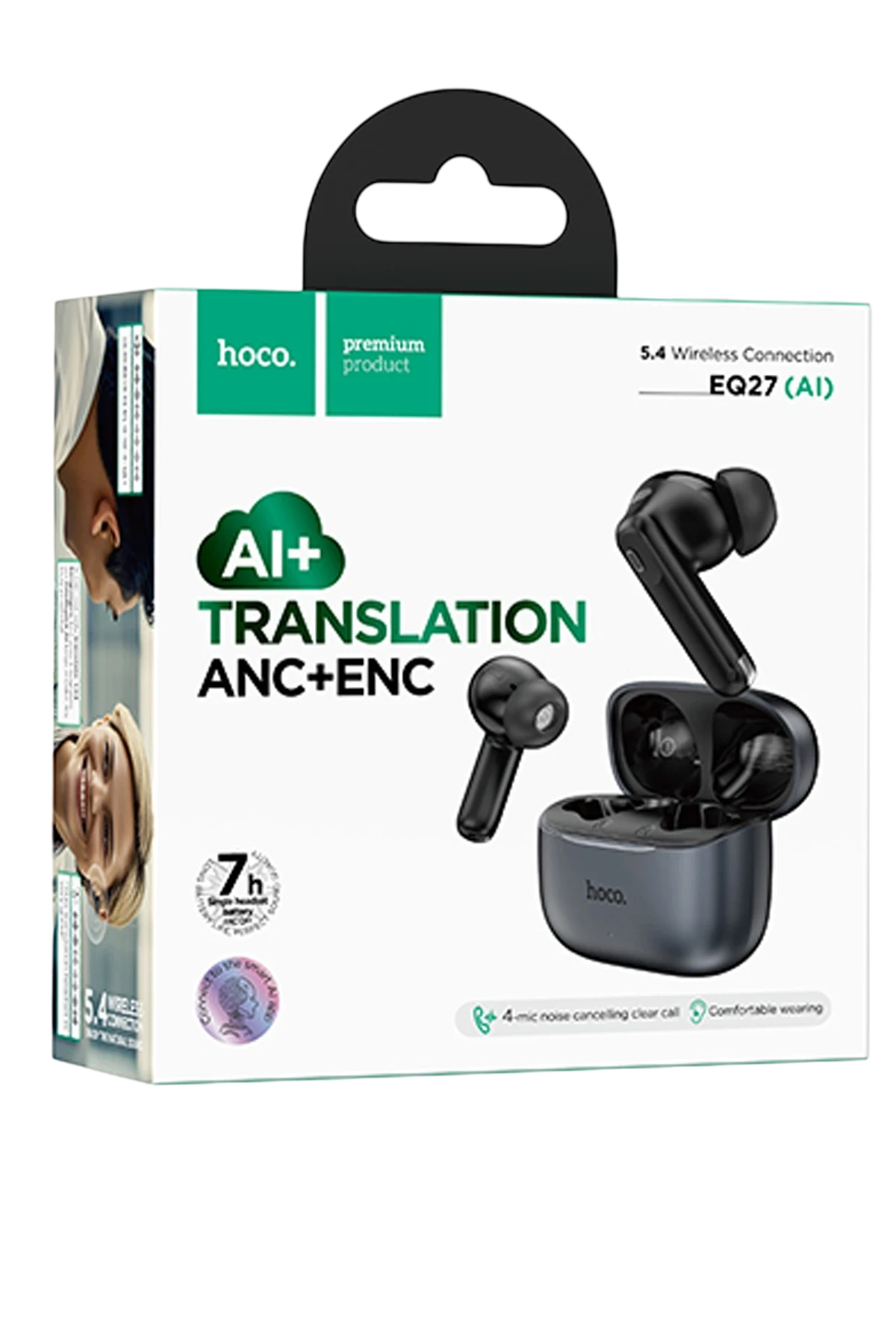 Hoco. EQ27 Fun Aktif Gürültü Engelleyici Özellikli Yapay Zeka Destekli Bluetooth 5.4 Kablosuz TWS Kulaklık  – Gri