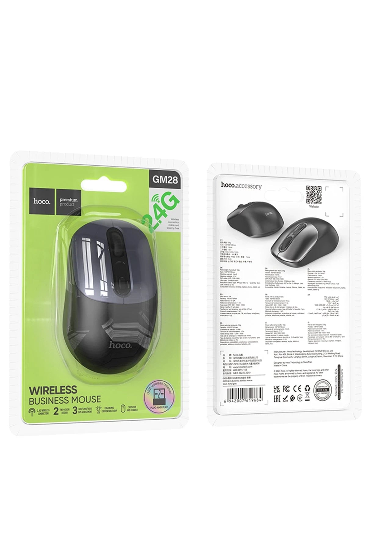Hoco. GM28 2.4G Business Kablosuz Mouse - Siyah-Gri