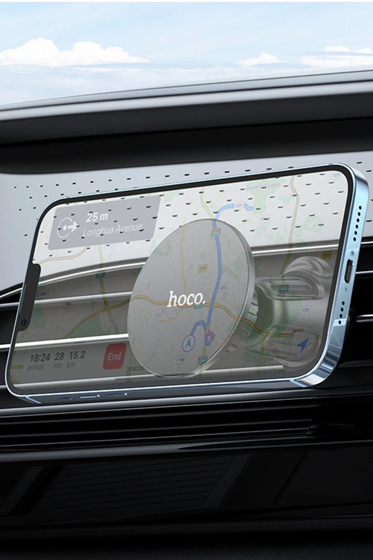 Hoco. H12 Izgara Klipsli Manyetik Araç Tutucu - Siyah