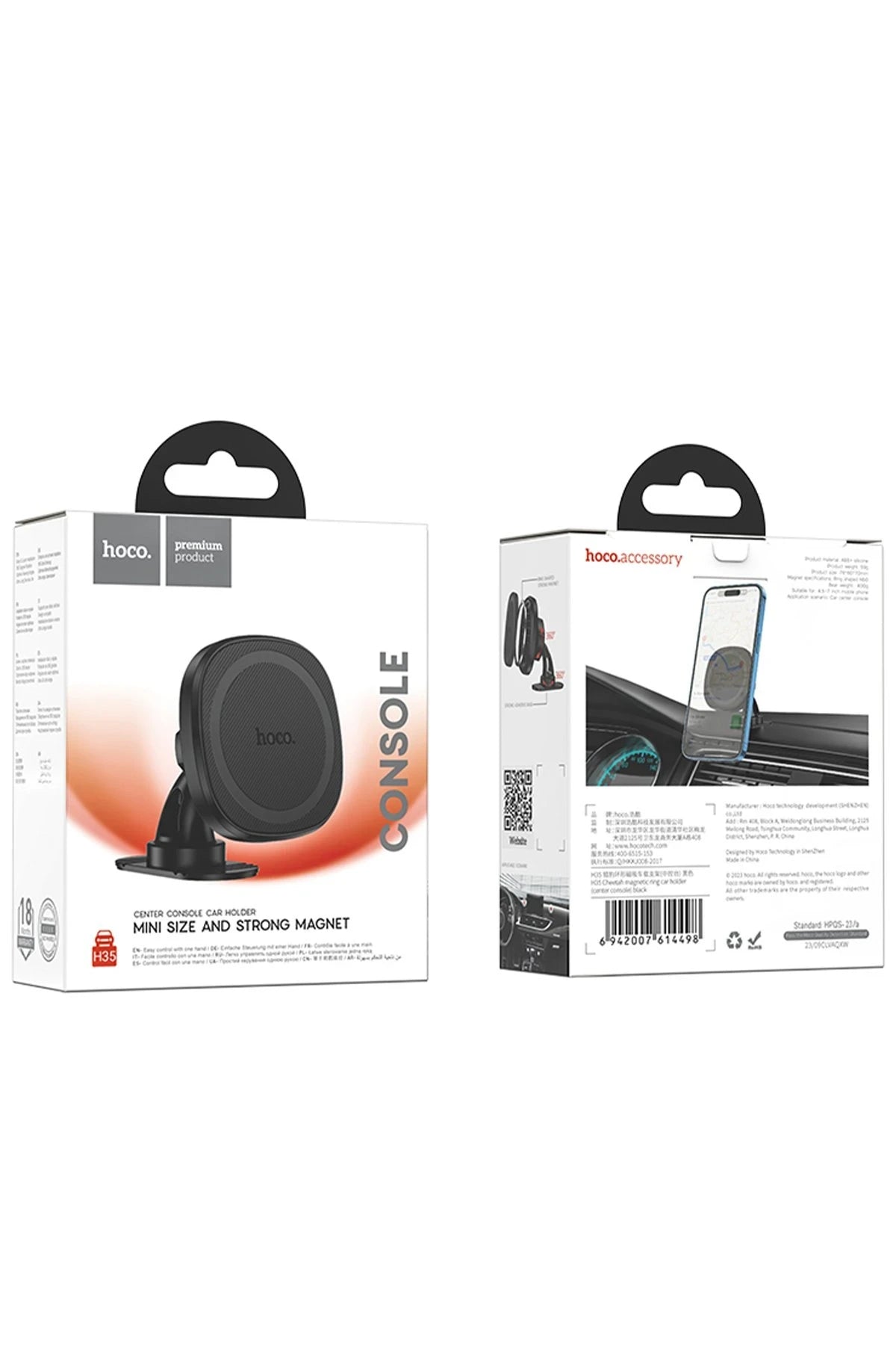 Hoco. H35 Cheetah Yapışkanlı Manyetik Magsafe Araç Tutucu - Siyah