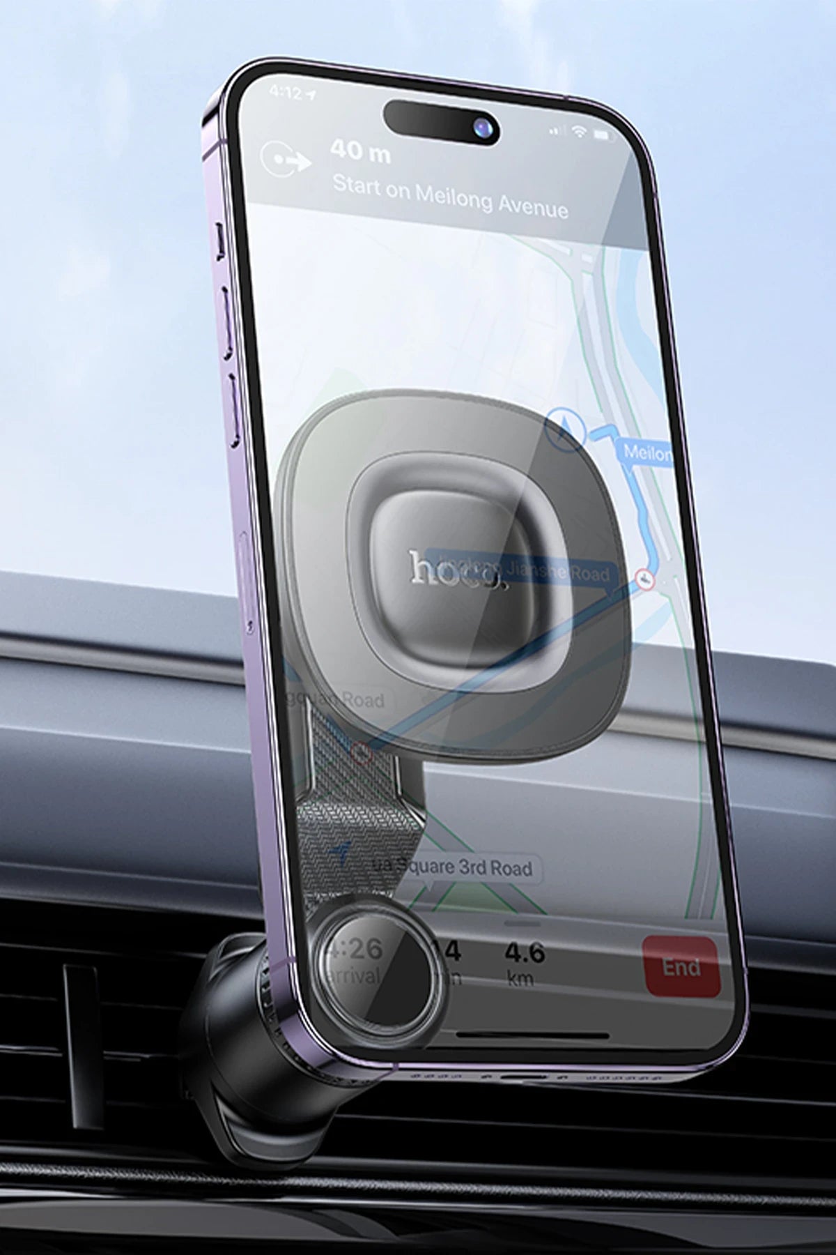 Hoco. H74 Crown Ring Manyetik Araç Tutucu - Siyah