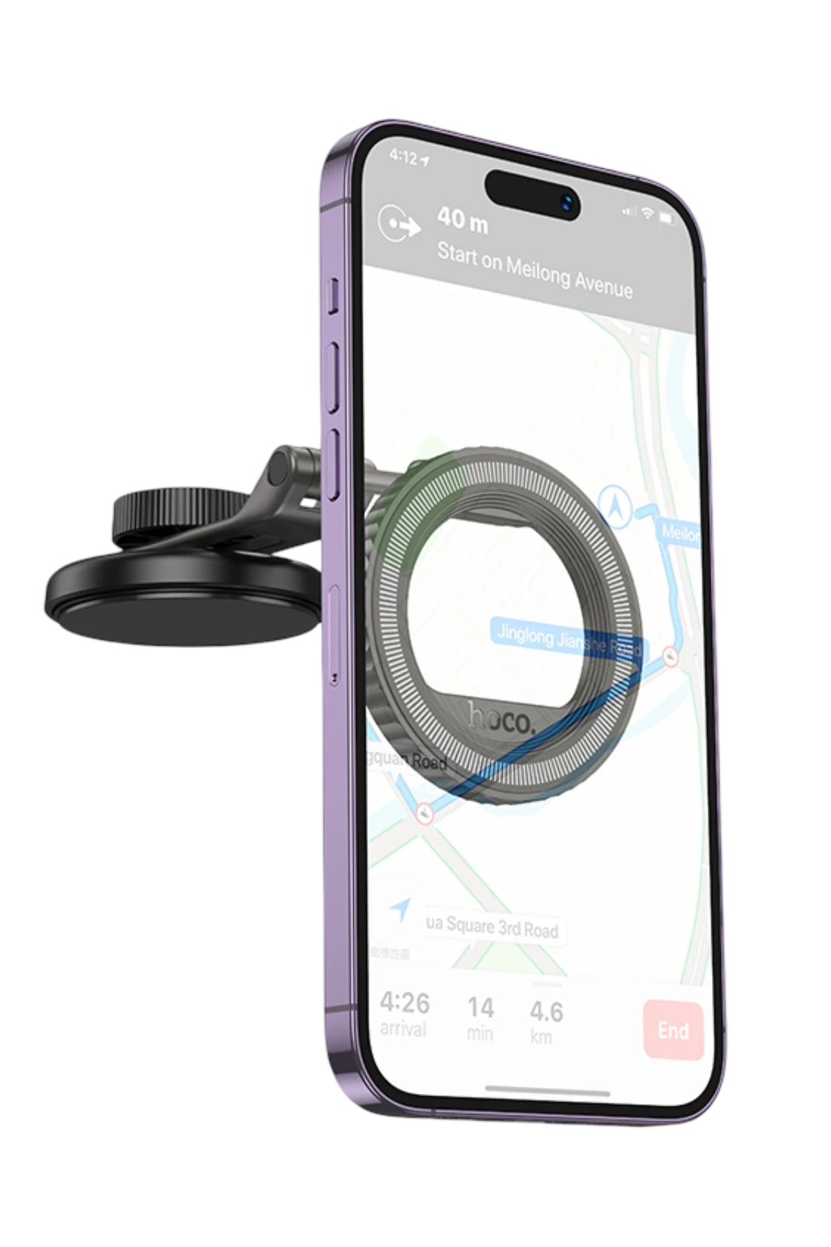 Hoco. H77 Yapışkanlı Katlanabilir 360 Dönebilen Manyetik Magsafe Araç Tutucu - Siyah