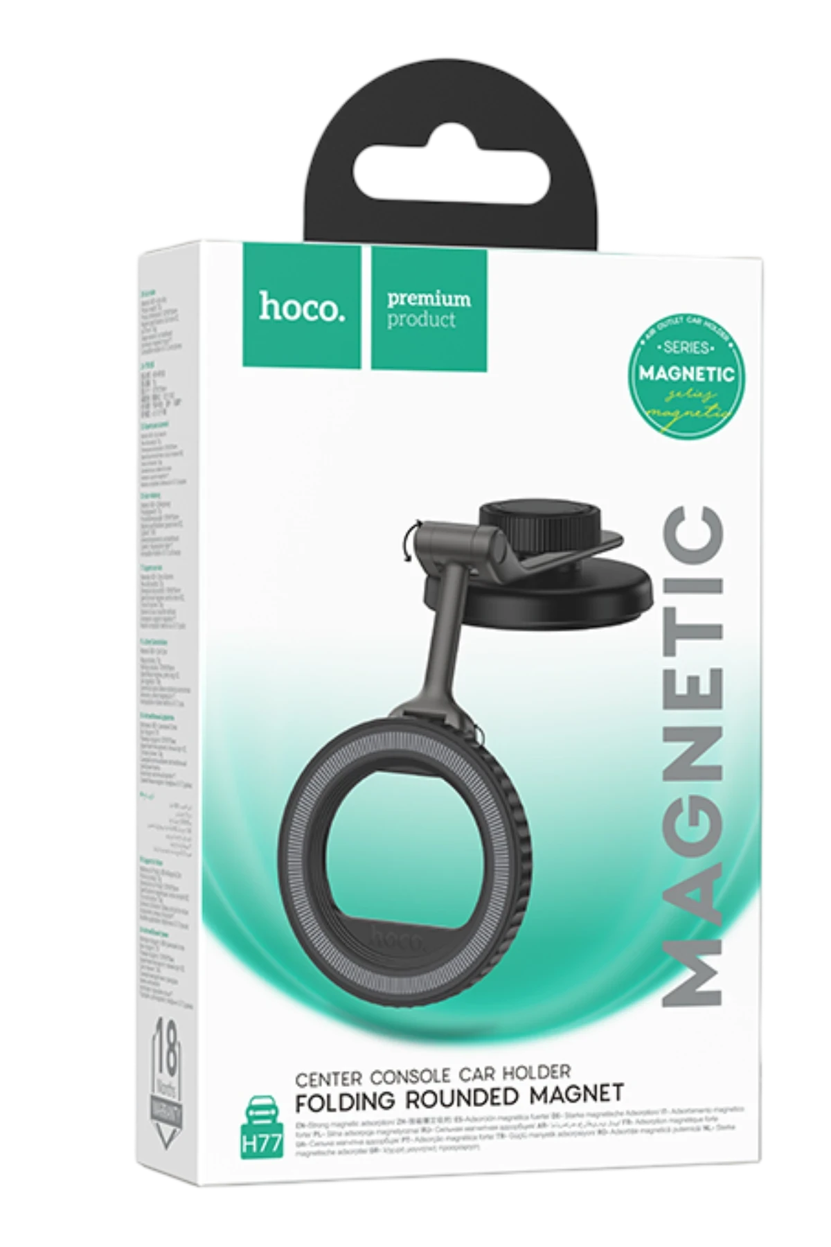 Hoco. H77 Yapışkanlı Katlanabilir 360 Dönebilen Manyetik Magsafe Araç Tutucu - Siyah