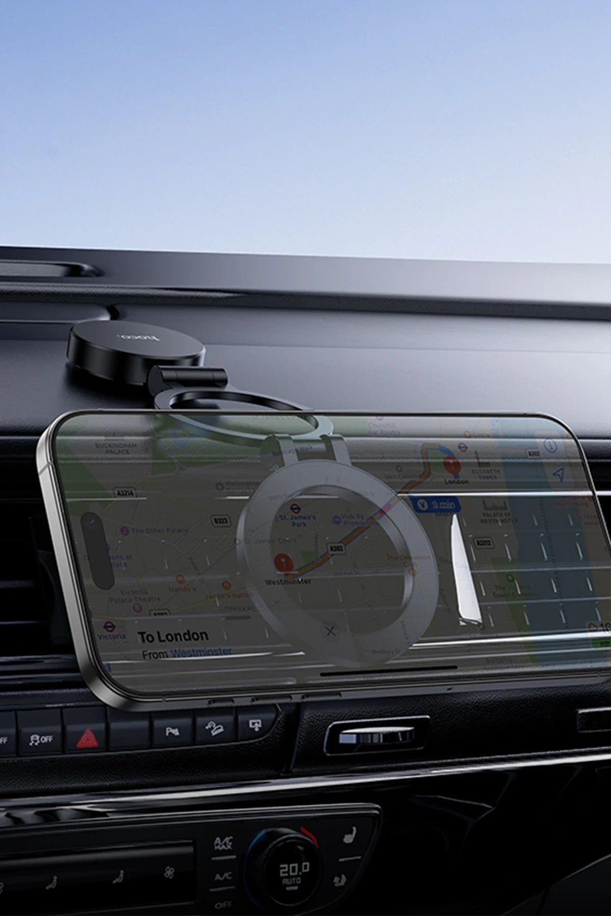 Hoco. H98 Rider 360 Derece Dönen Yapışkanlı Katlanabilir Manyetik Magsafe Araç Tutucu - Siyah