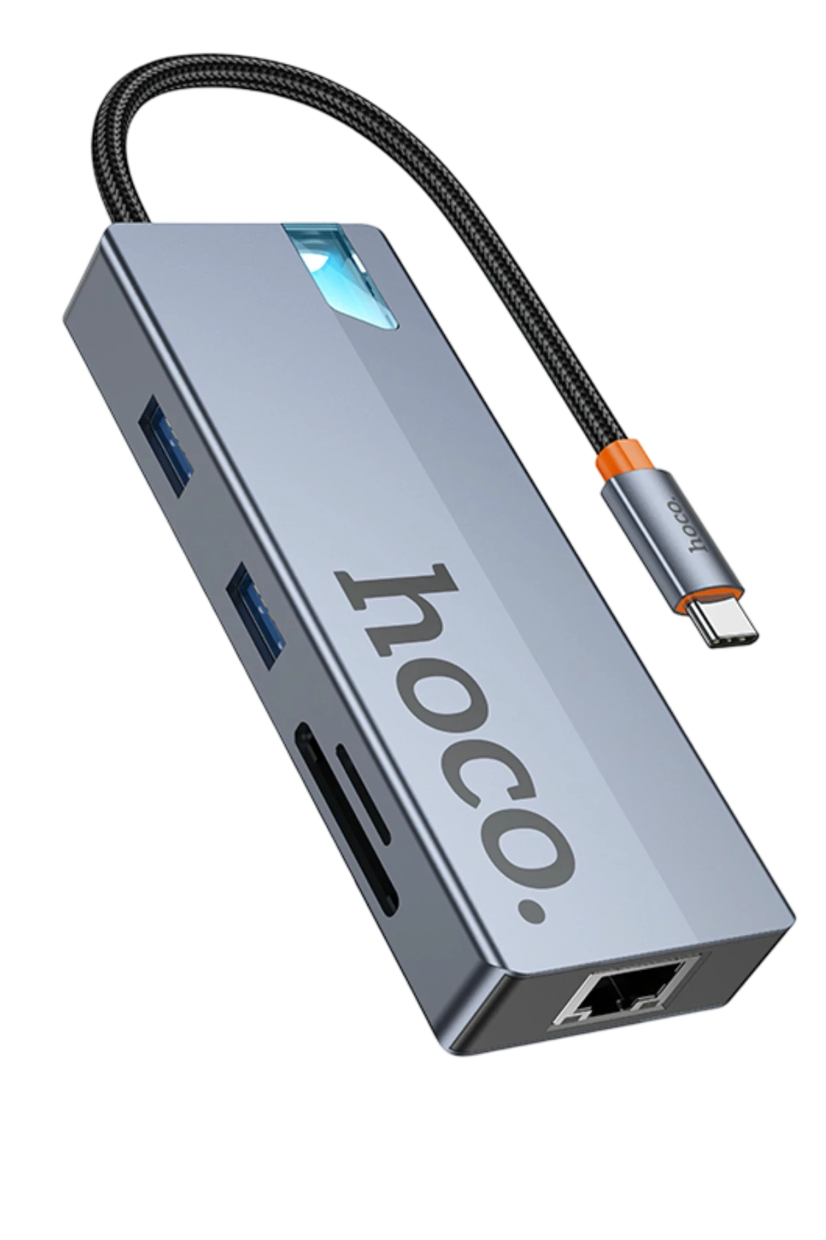 Hoco. HB52 Wow 8in1 100W PD 100 Mbps Ethernet 4K Hub Dönüştürücü - Gri