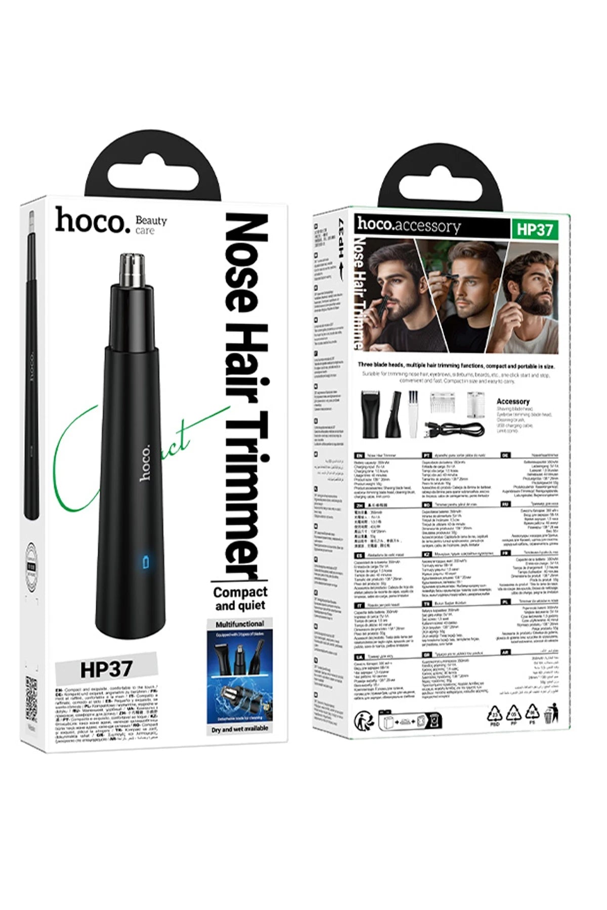 Hoco. HP37 3in1 Çok Fonksiyonlu Burun Kılı Düzeltme Aleti - Siyah