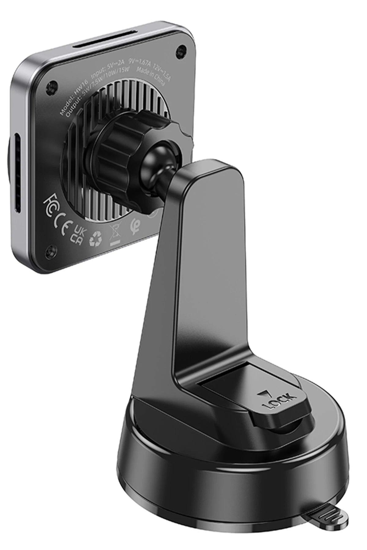 Hoco. HW16 Vantuzlu 15W Kablosuz Şarjlı Magsafe Manyetik Tutucu - Siyah