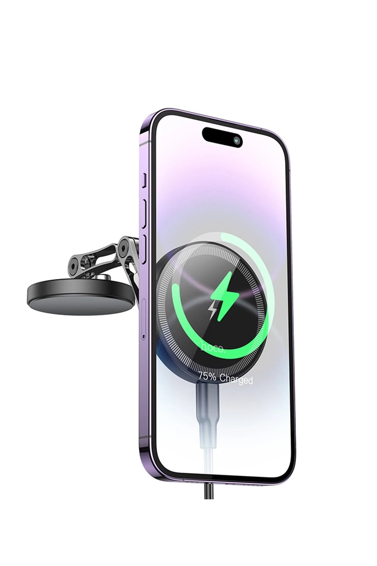 Hoco. HW26 Yapışkanlı Manyetik Hızlı Şarj Magsafe Araç Tutucu - Siyah