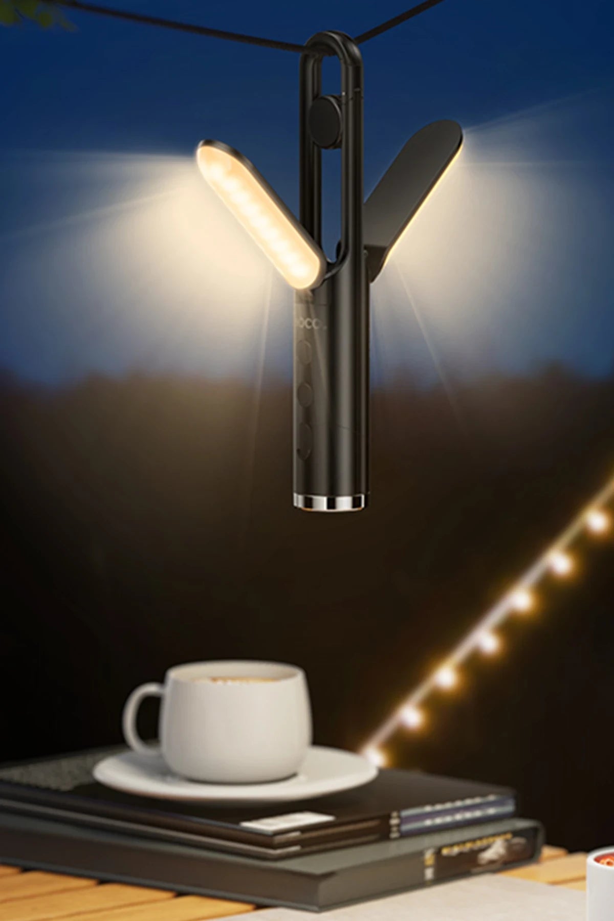 Hoco. HX13 2in1 Çok Fonksiyonlu Kamp Işığı - Siyah