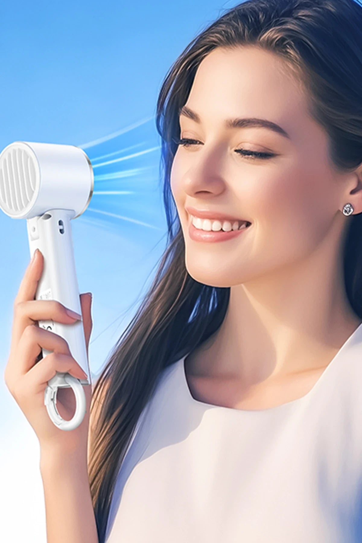 Hoco. HX61 Exquisite El Tipi ve Masaüstü Katlanabilir Soğutucu Fan - Beyaz