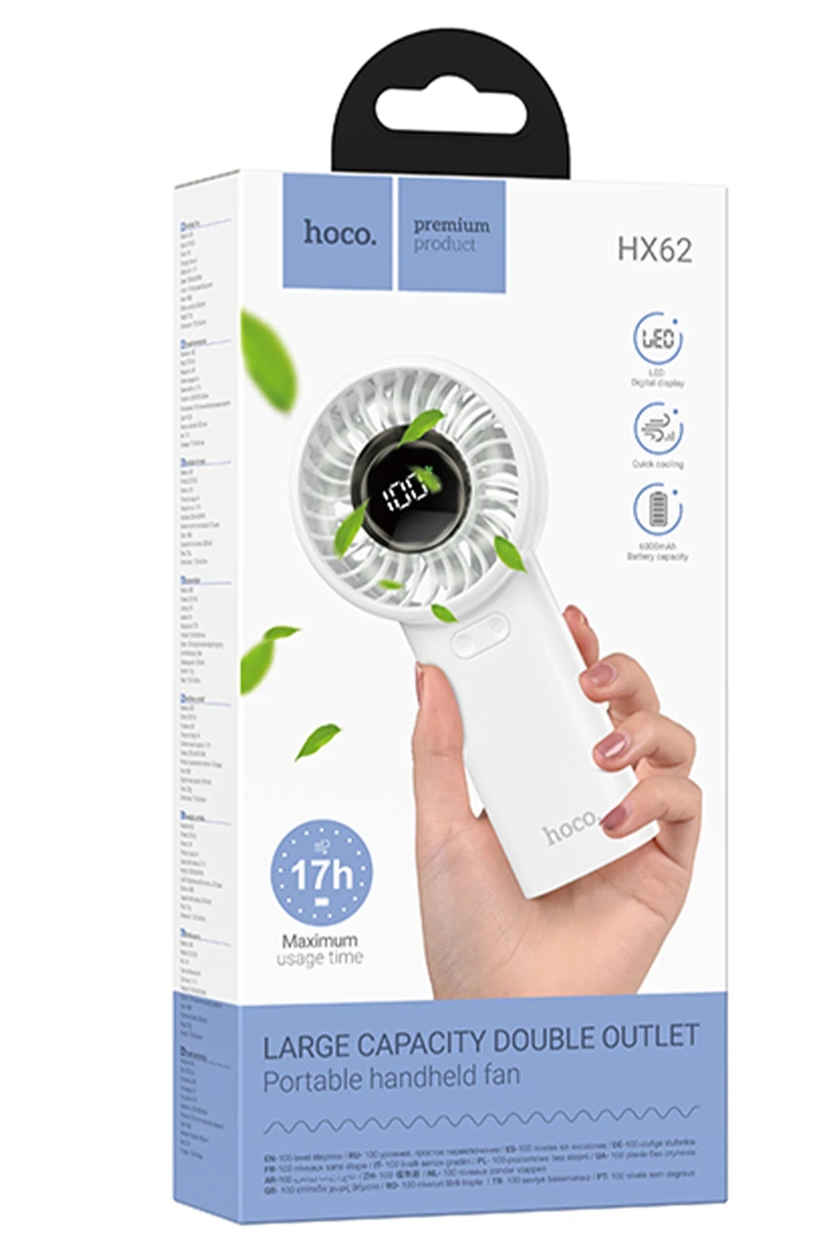 Hoco. HX62 Endless Dijital Göstergeli El Tipi ve Masaüstü Soğutucu Fan - Beyaz