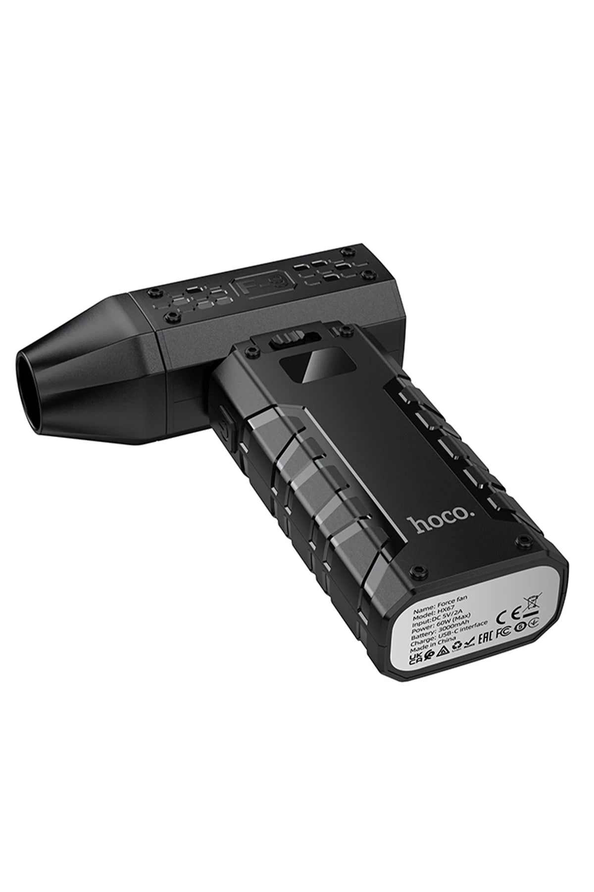 Hoco. HX67 Force Dijital Göstergeli 80.000 RPM Hava Kompresörü - Siyah