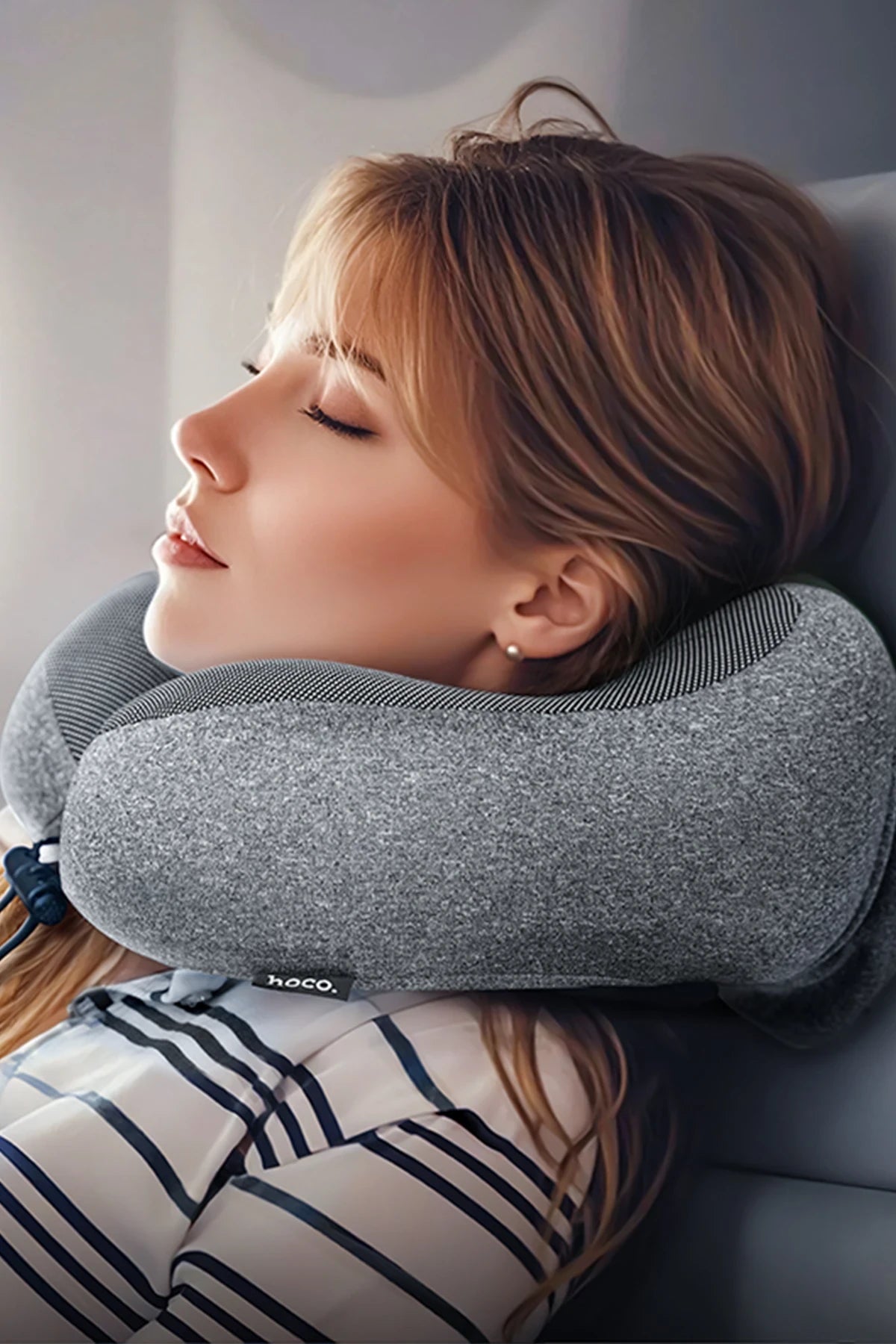 Hoco. HX70 360 Derece Hafızalı Seyahat Boyun Yastığı - Gri