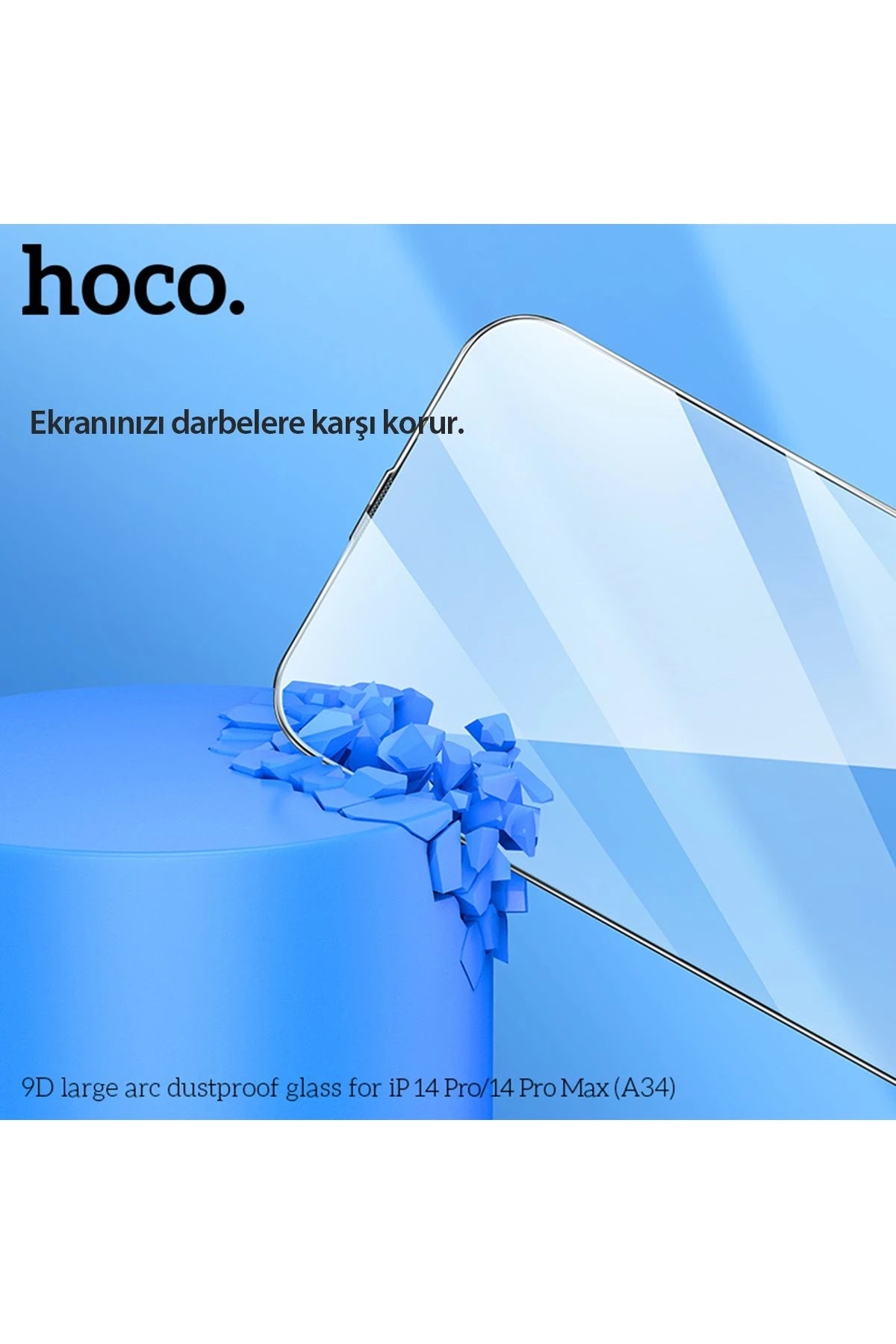 Hoco. iPhone 14 Pro 9D Dustproof Cam Ekran Koruyucu - Siyah