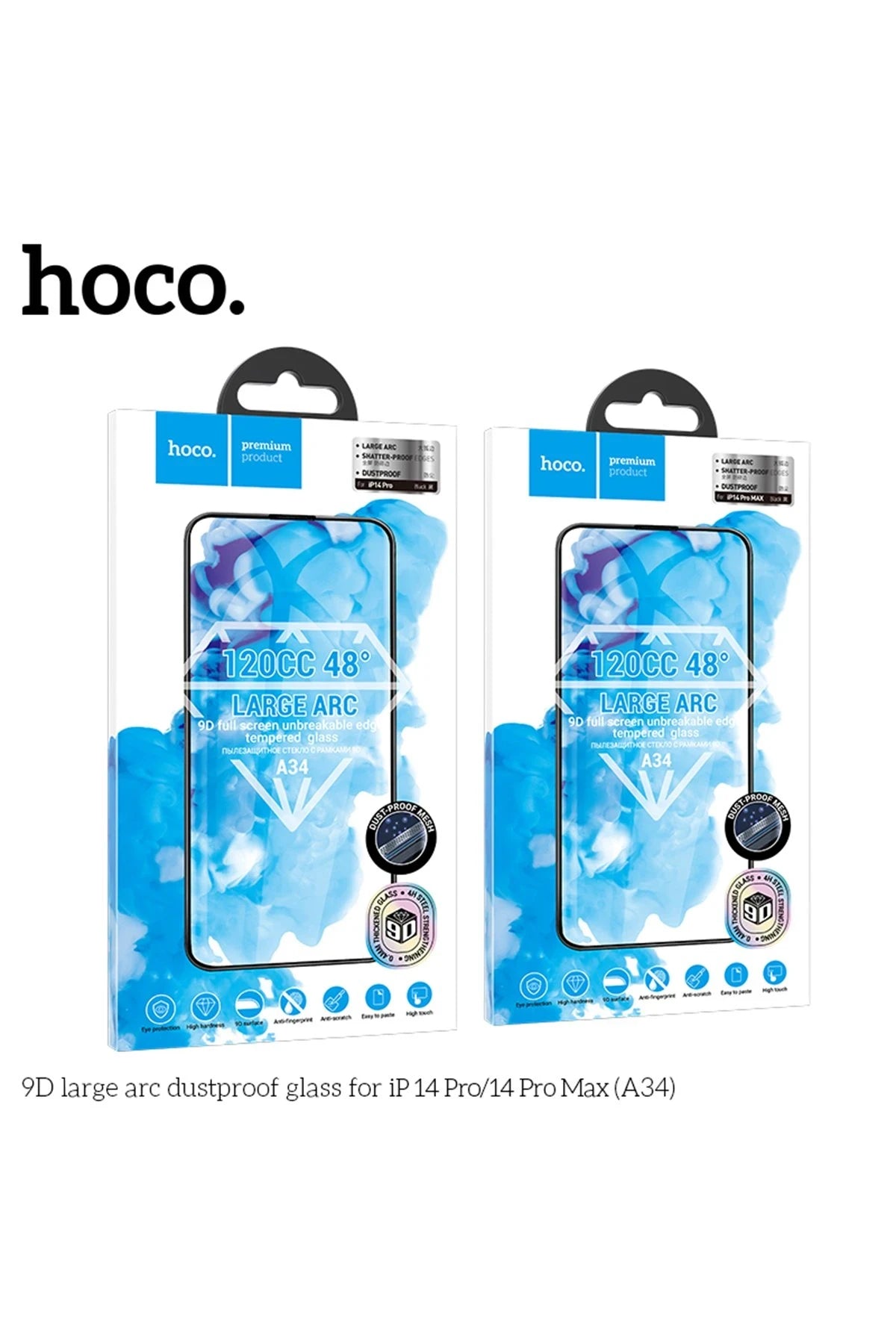 Hoco. iPhone 14 Pro 9D Dustproof Cam Ekran Koruyucu - Siyah