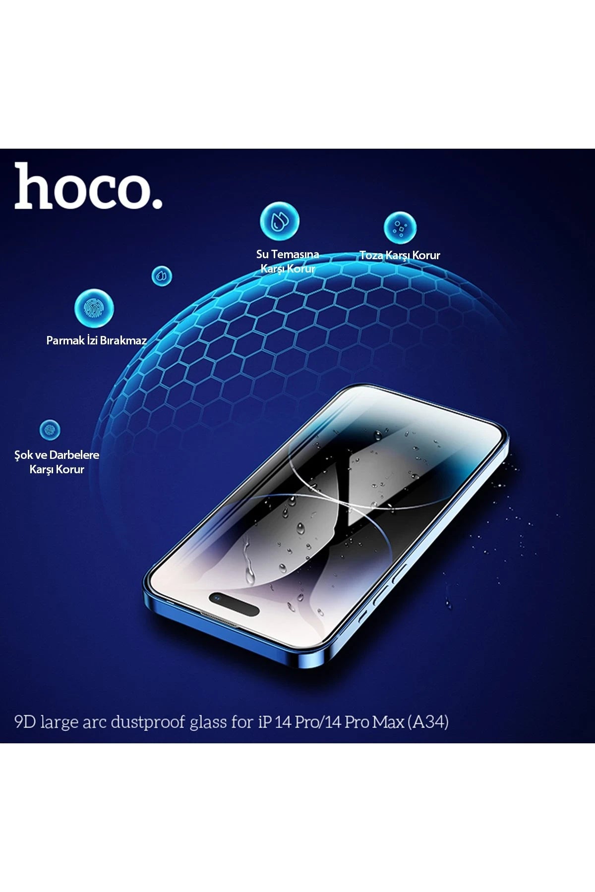 Hoco. iPhone 14 Pro Max 9D Dustproof Cam Ekran Koruyucu - Siyah