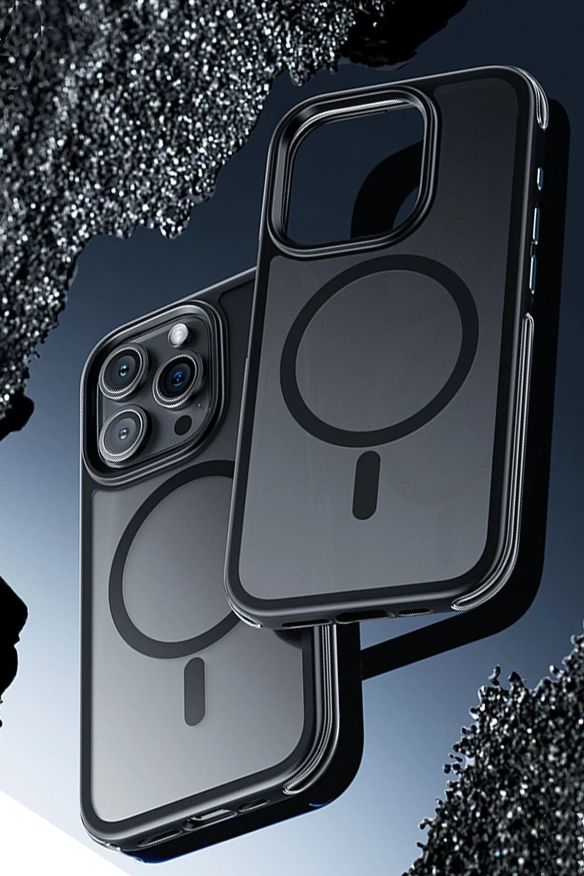 Hoco. iPhone 15 Pro ile Uyumlu Anti Fall Airbag Kablosuz Şarj Özellikli Kapak - Lacivert