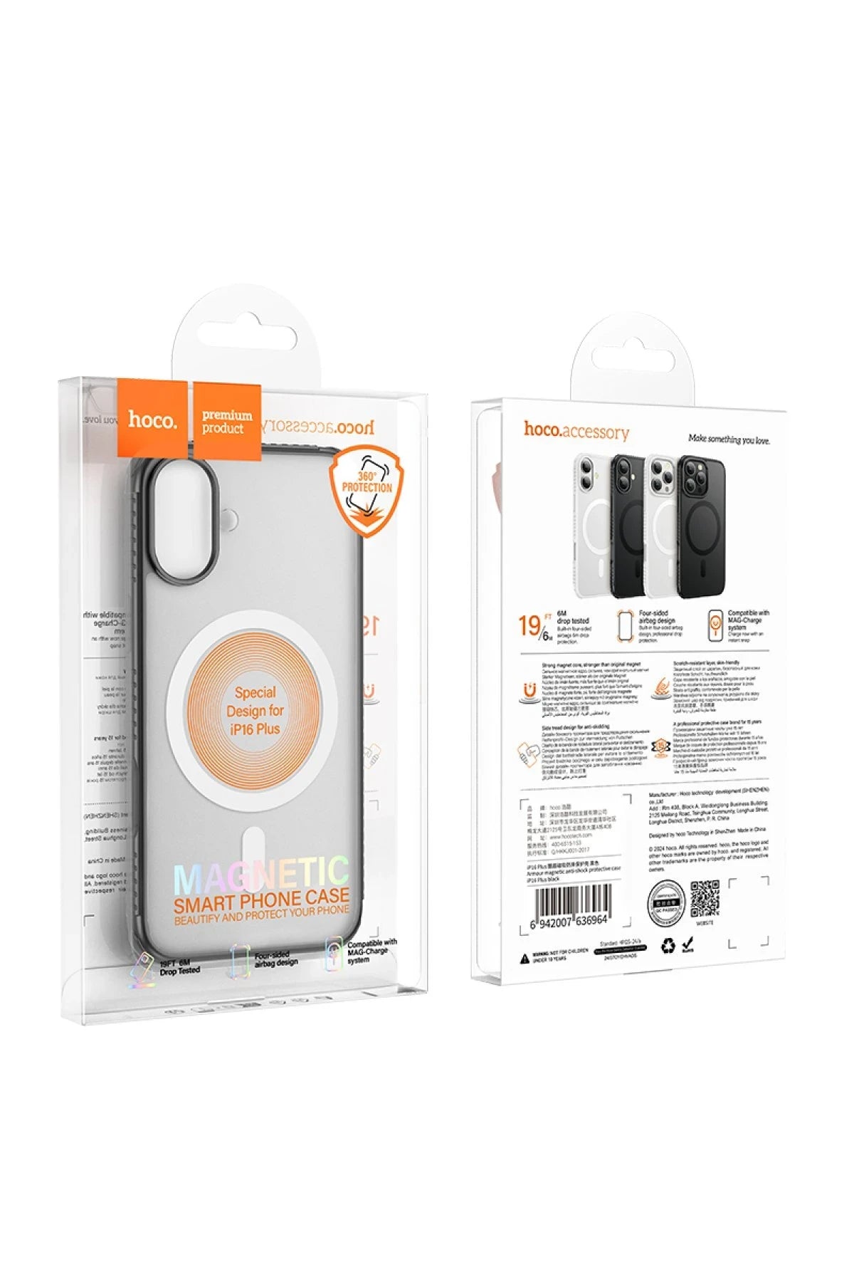 Hoco. iPhone 16 ile Uyumlu Armour Antishock Protective Kablosuz Şarj Özellikli Kapak - Beyaz