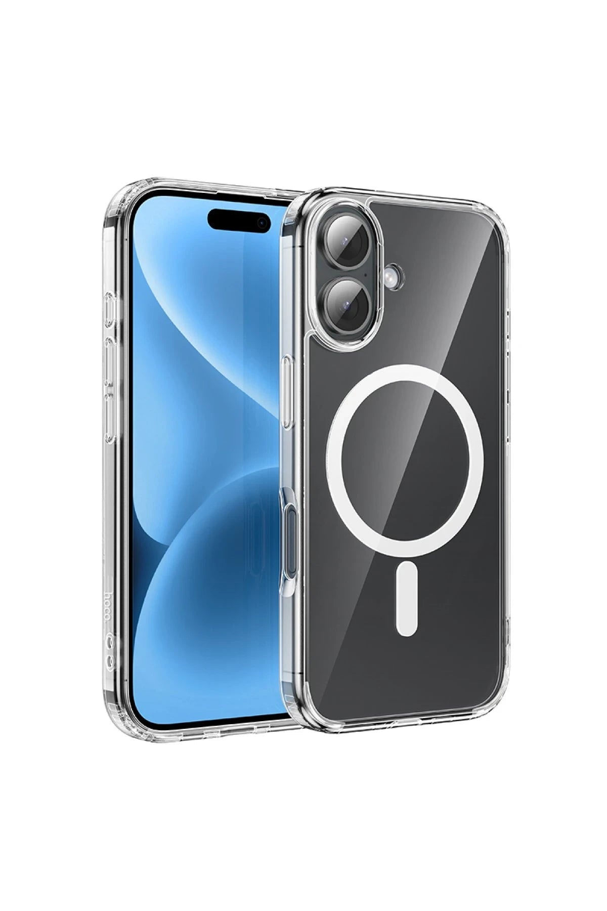 Hoco. iPhone 16 ile Uyumlu Anti Fall Airbag Kablosuz Şarj Özellikli Kapak - Şeffaf