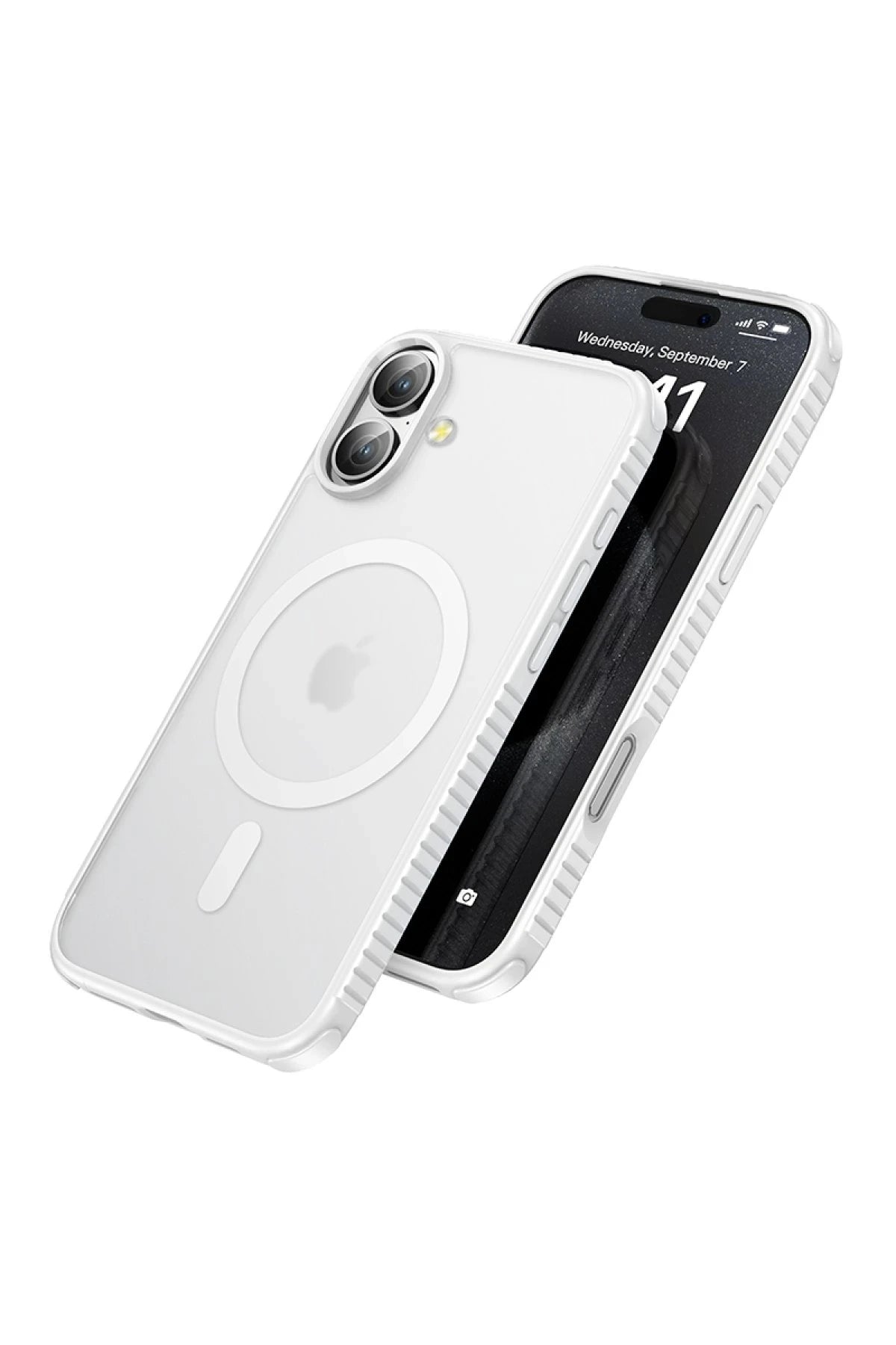 Hoco. iPhone 16 ile Uyumlu Armour Antishock Protective Kablosuz Şarj Özellikli Kapak - Beyaz