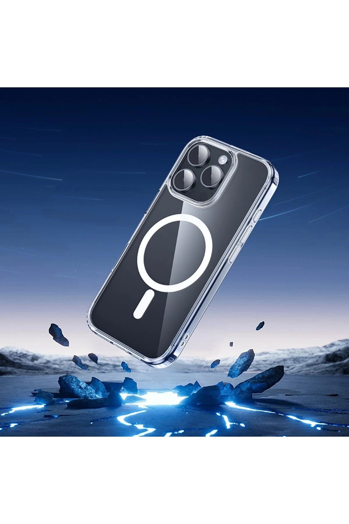 Hoco. iPhone 16 Pro ile Uyumlu Anti Fall Airbag Kablosuz Şarj Özellikli Kapak - Şeffaf
